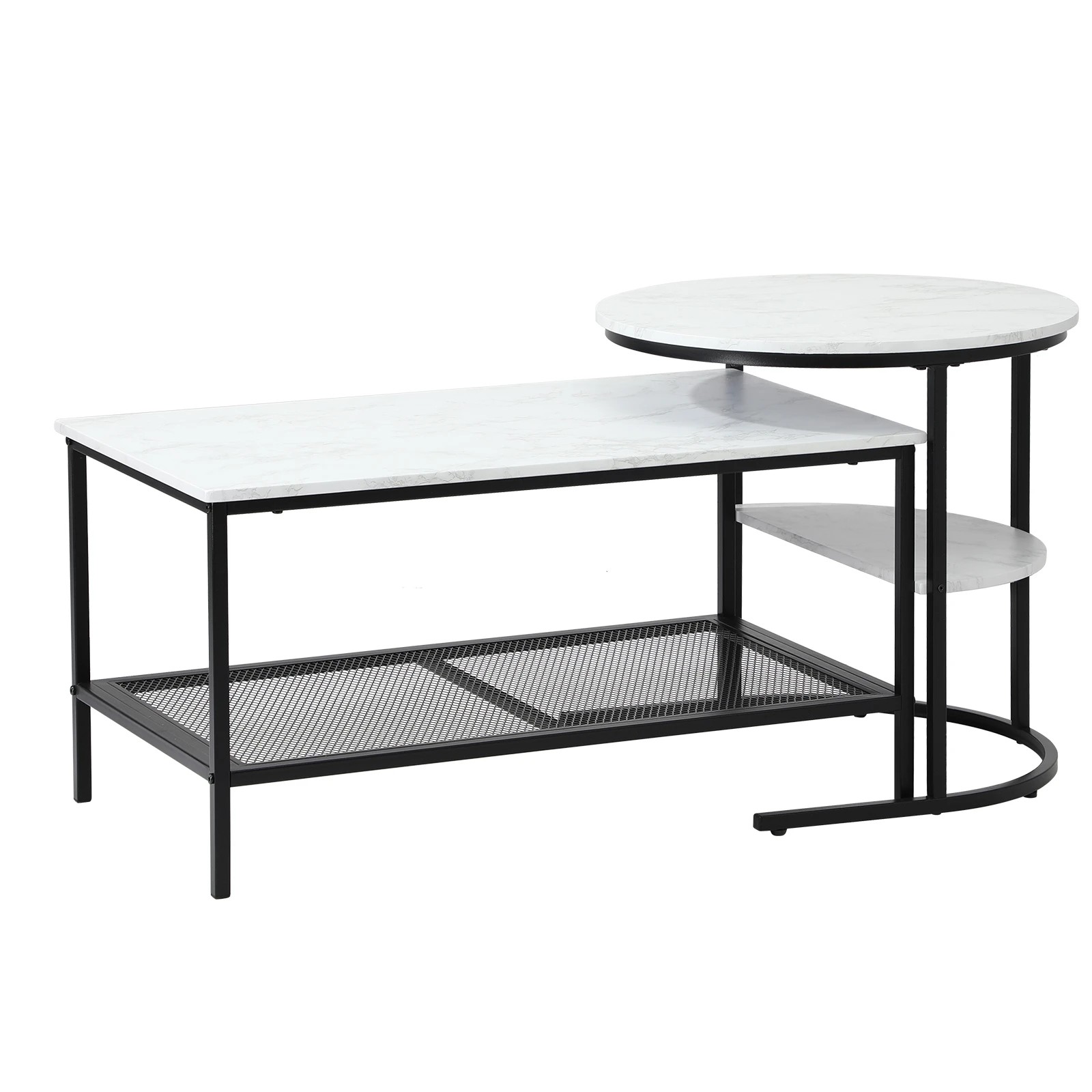 1 Oikiture Nesting Coffee Table Set Of 2 Side End Tables Faux Marble Top
 - Multi, 1 of 10