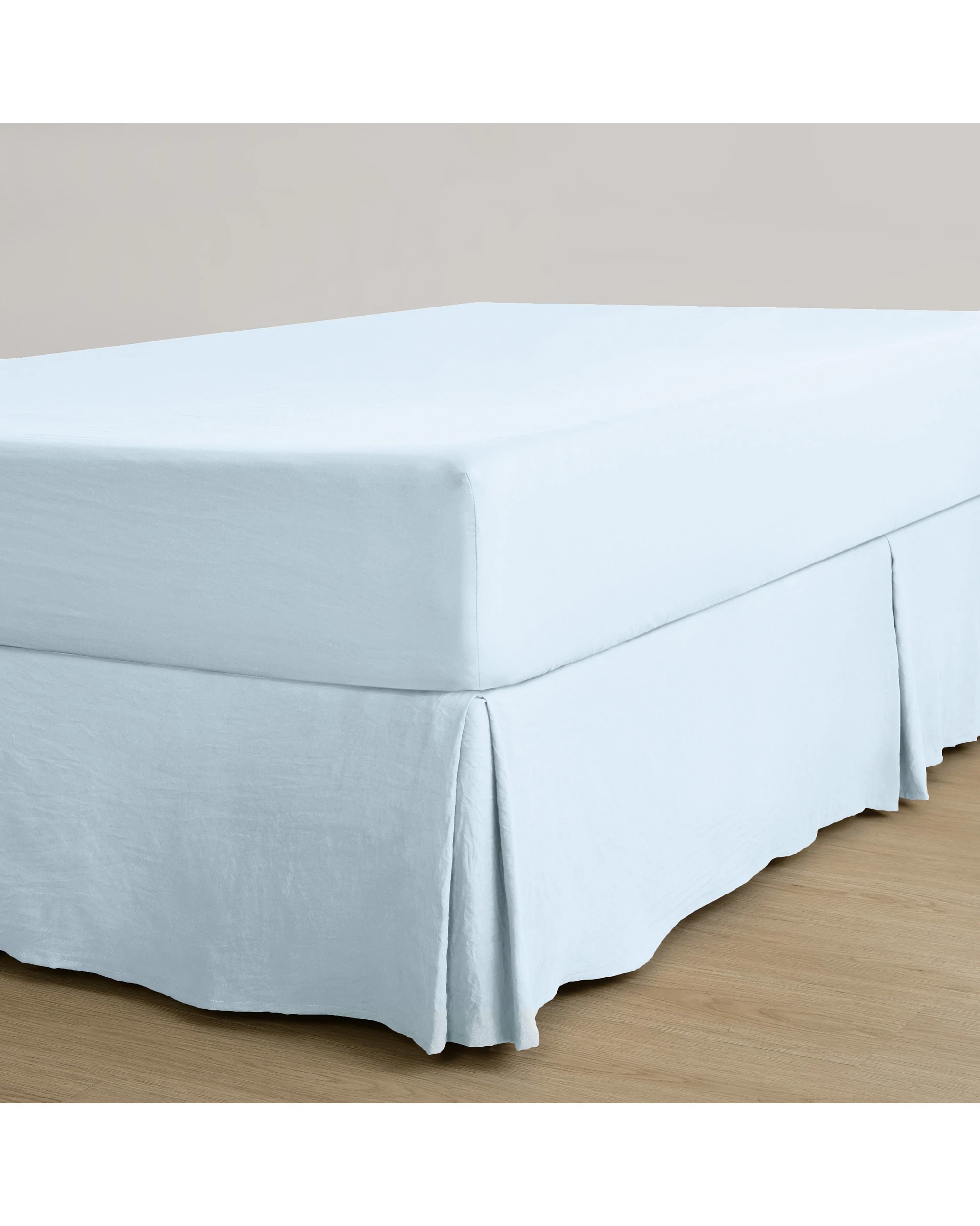 1 Dreamaker Superfine Washed Microfibre Pleated Valance - Super King Bed - Ice Blue, 1 of 9