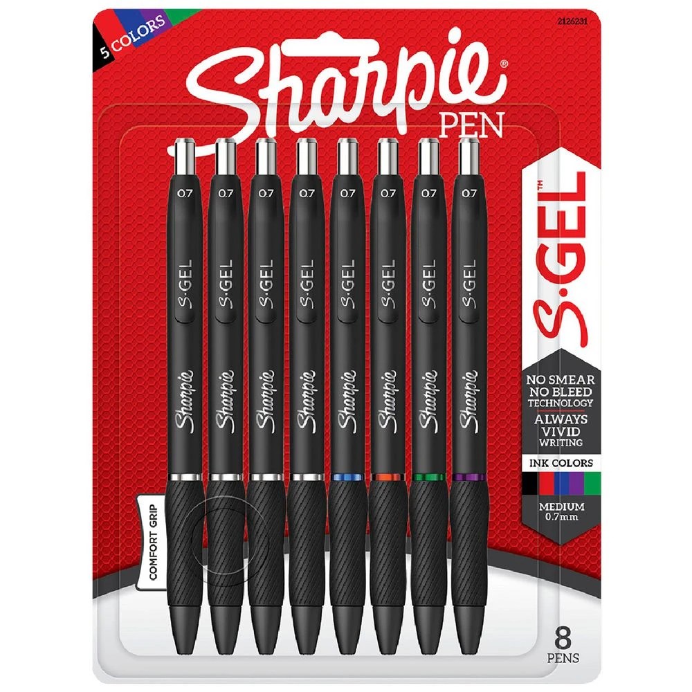 1 Sharpie S-Gel Retractable Pens 0.7mm Assorted 8 Pack, 1 of 10