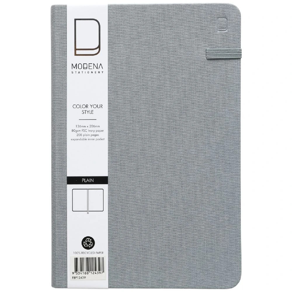 1 Modena A5 Linen Plain Notebook Grey, 1 of 5