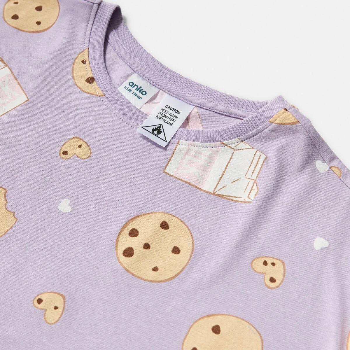 5 Short Sleeve Top Jersey Pyjama Set PURPLE COOKIE, 5 of 6
