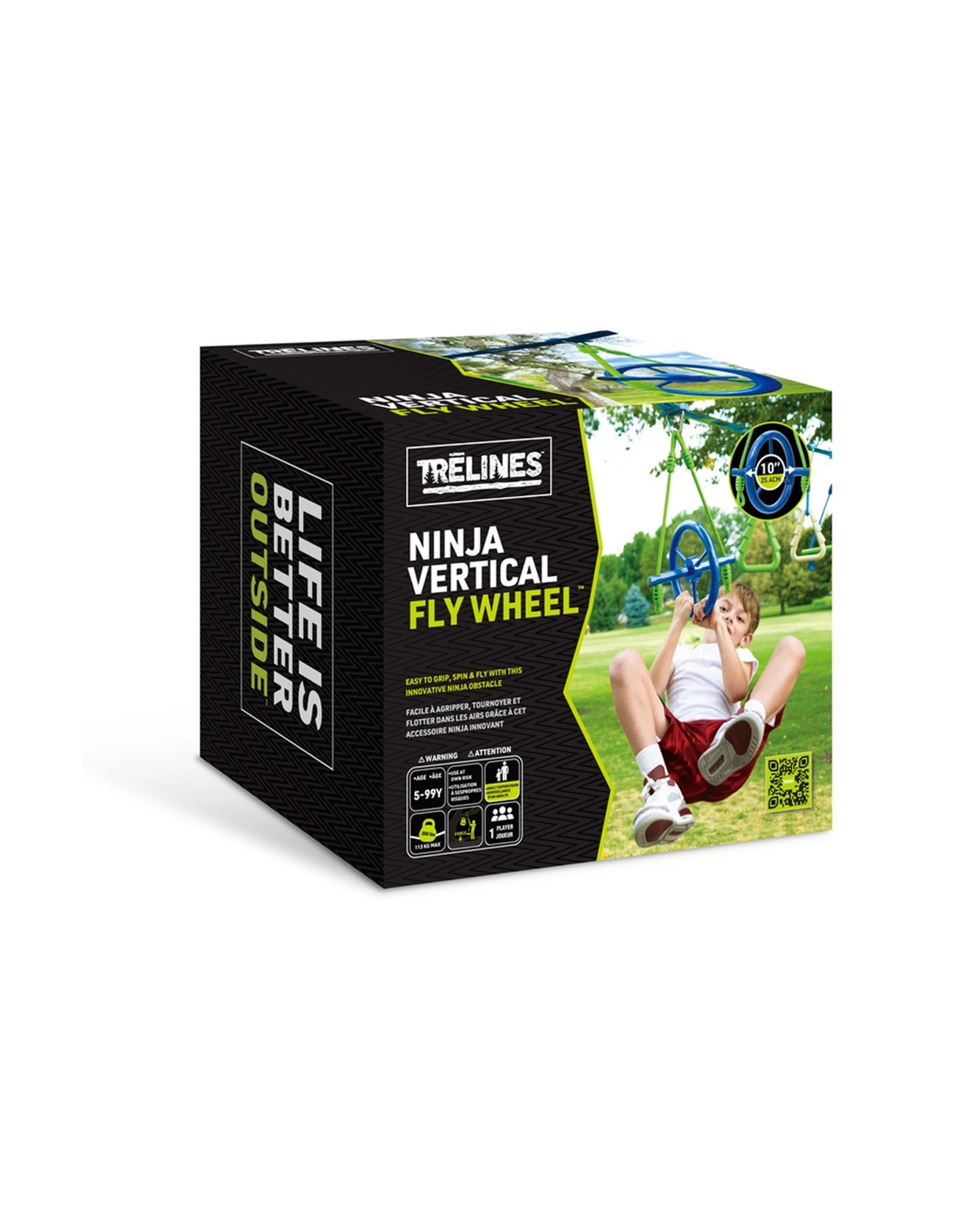 2 Trelines Ninja Vertical Fly Wheel Wheeled Obstacle Course Challenge 25cm - Multi, 2 of 6