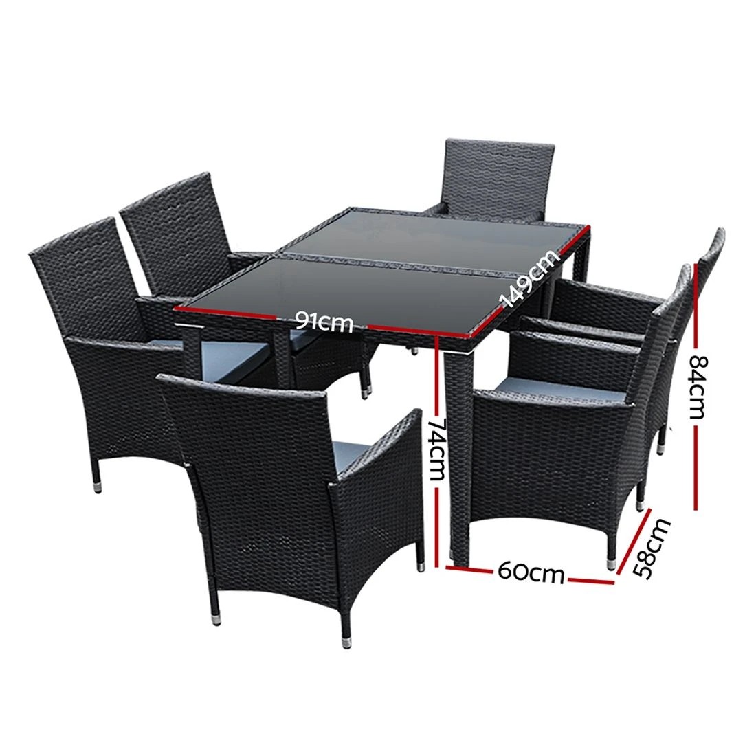 2 Gardeon Outdoor Dining Set 7 Piece Wicker Lounge Setting
 - Black, 2 of 6