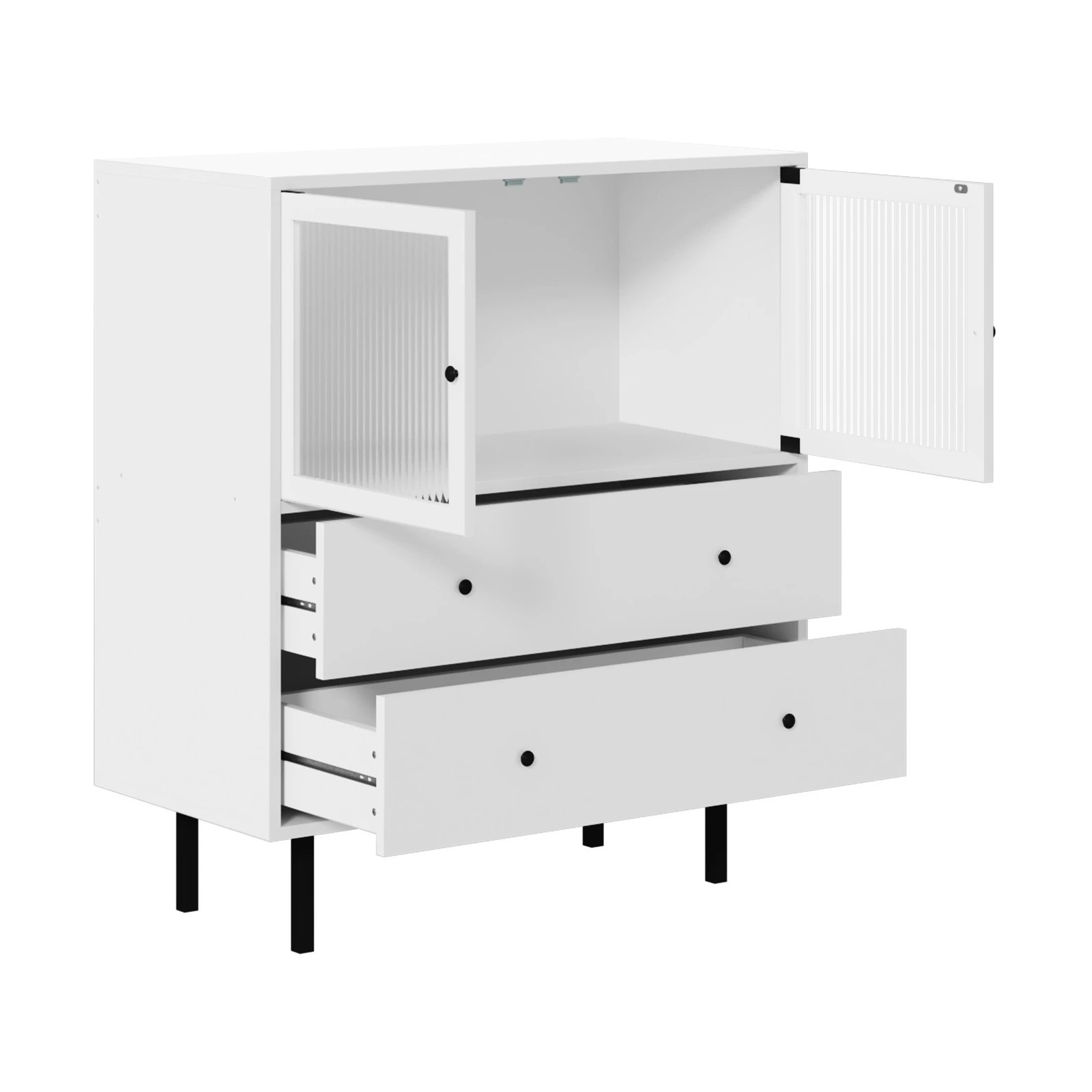 8 Oikiture Sideboard Buffet Storage Cabinet Tempered Glass Door
 - White, 8 of 10
