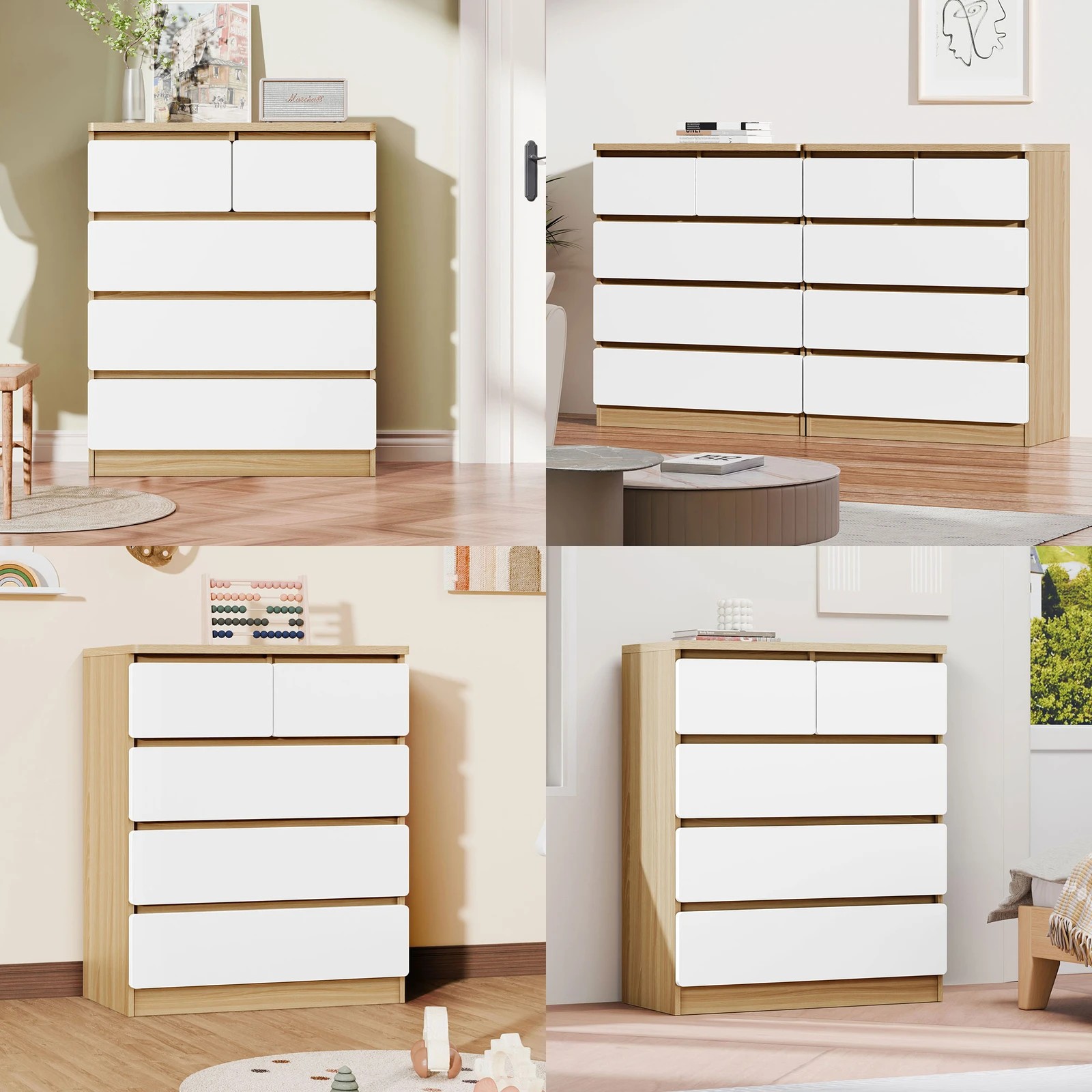 4 Alfordson 5 Chest of Drawers Minimalist Storage Cabinet Dresser - Oak, 4 of 10