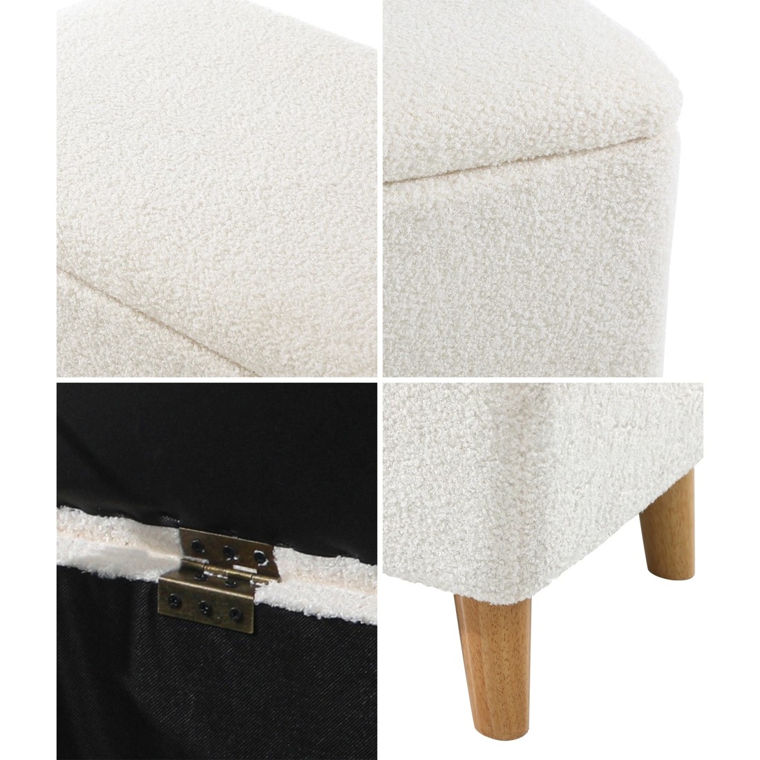 4 Oikiture Storage Ottoman Blanket Box Chest Toy Foot Stool Sherpa
 - White, 4 of 10