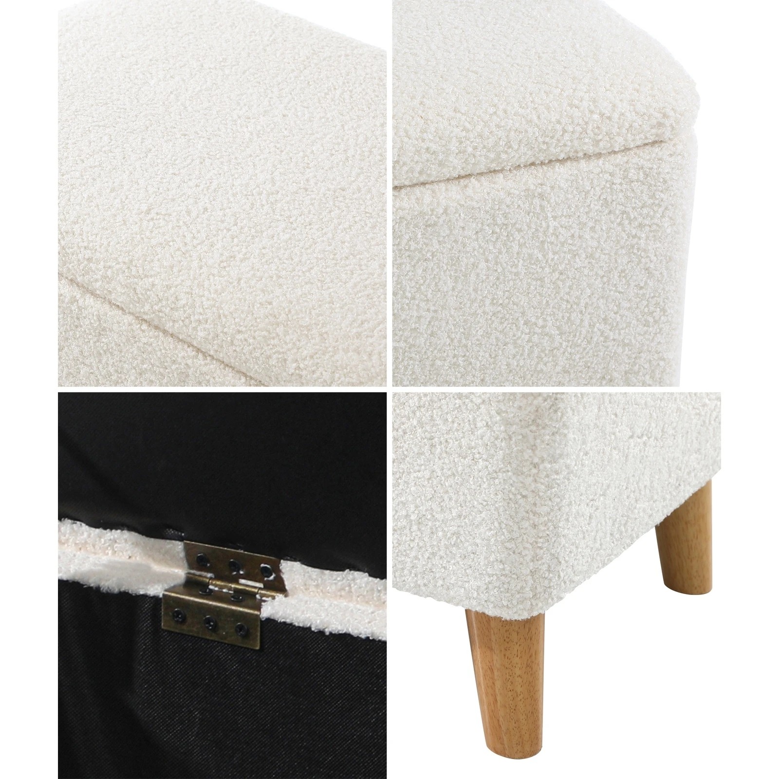 4 Oikiture Storage Ottoman Blanket Box Chest Toy Foot Stool Sherpa
 - White, 4 of 10