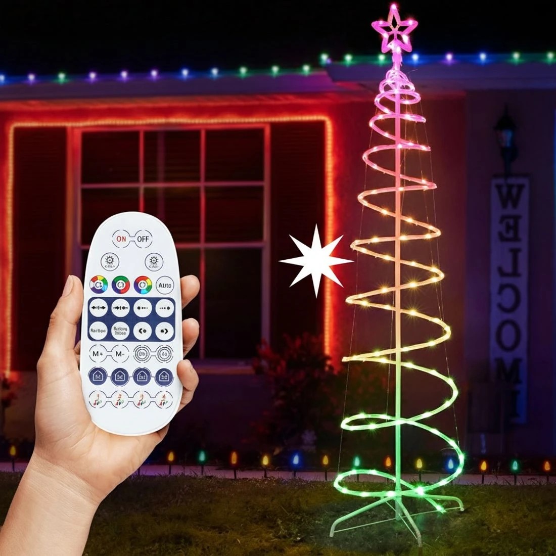 7 Jingle Jollys Christmas Tree 1.8m 100 RGB LED Rope Lights Xmas Trees Decoration - Multi, 7 of 7