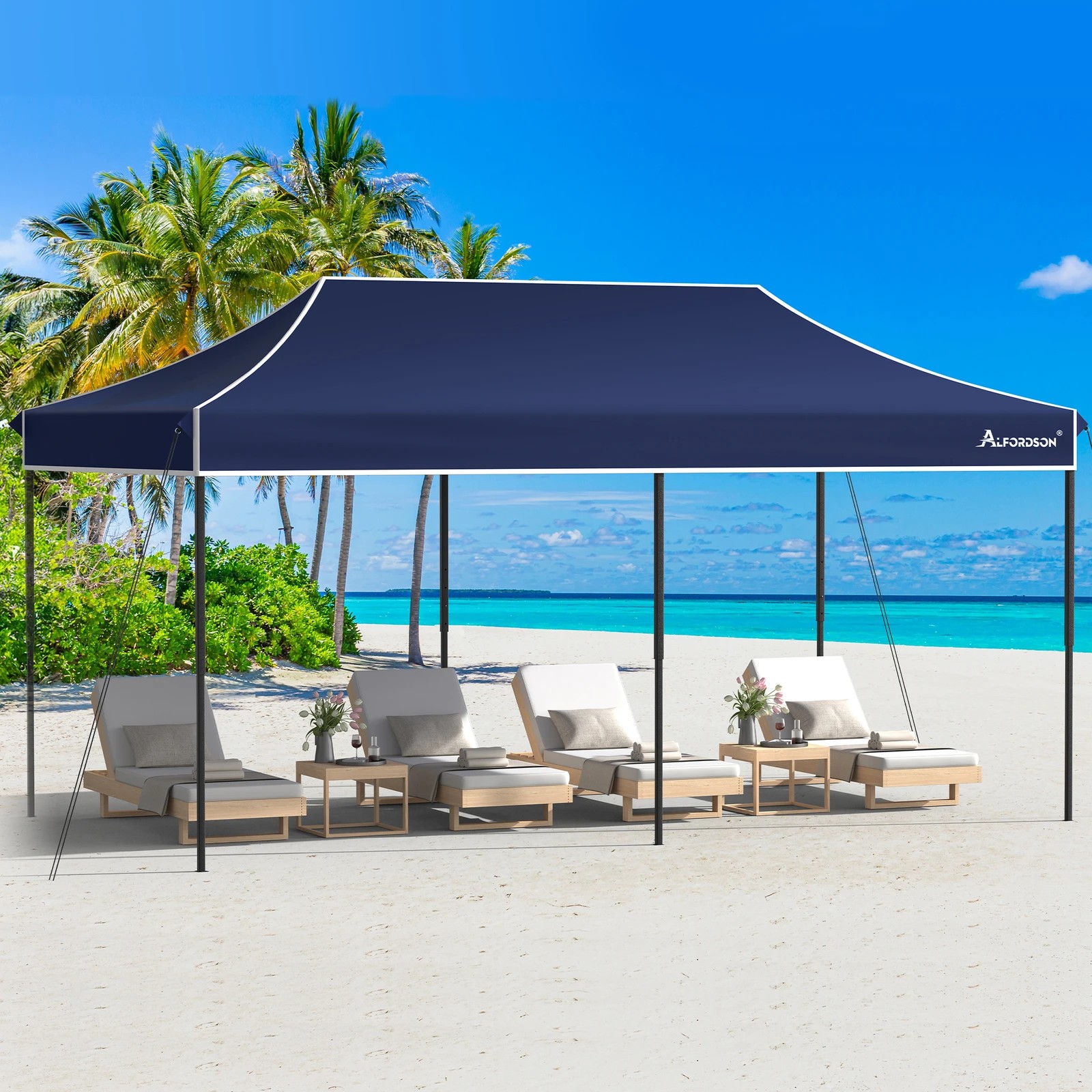 6 Alfordson Gazebo 6x3m Pop Up Marquee 600D Oxford Folding Outdoor Tent - Blue, 6 of 10