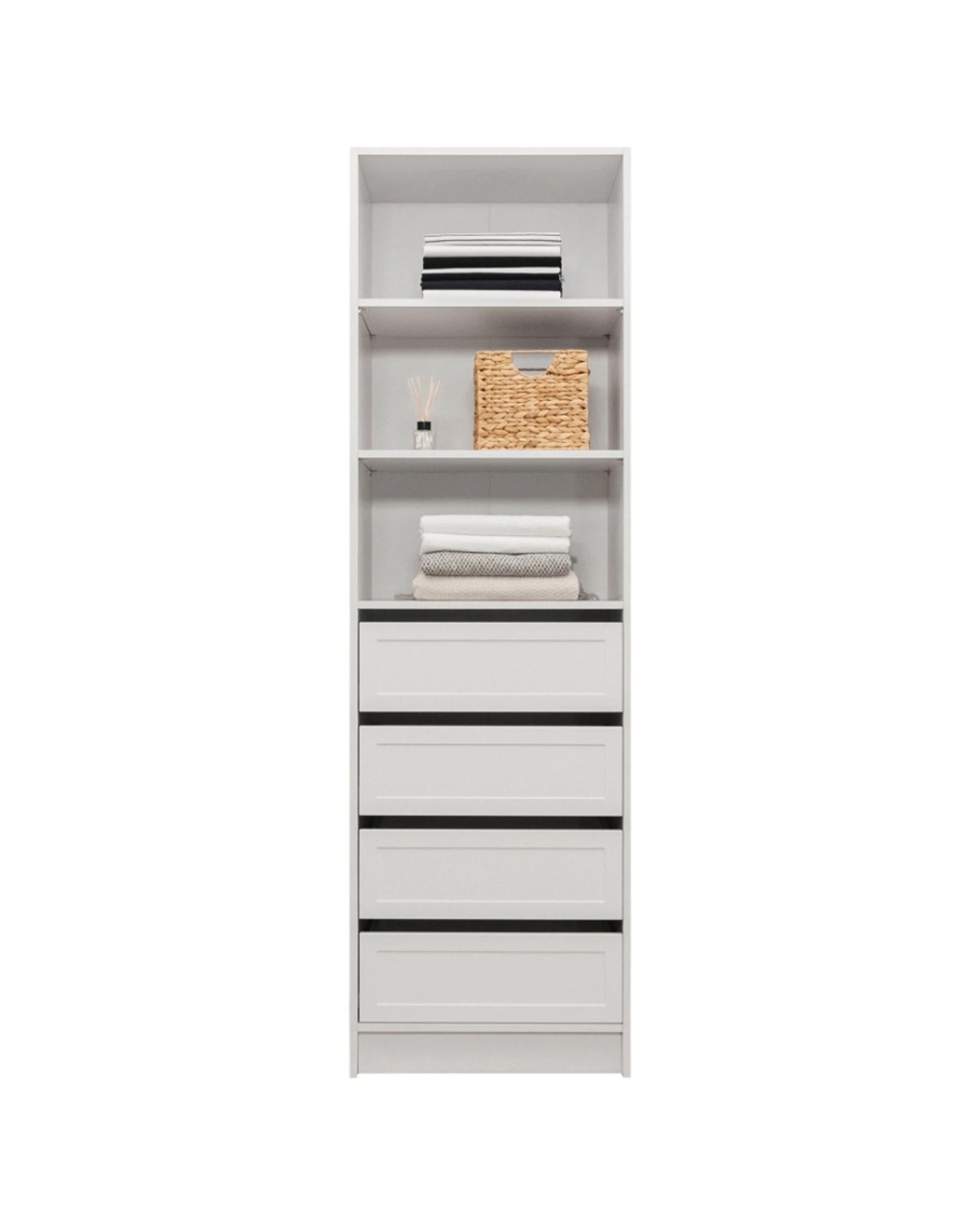 3 European Cabinetry Malmo Walk In Wardrobe 4 Drawer 3 Shelf Module Hamptons - White, 3 of 4