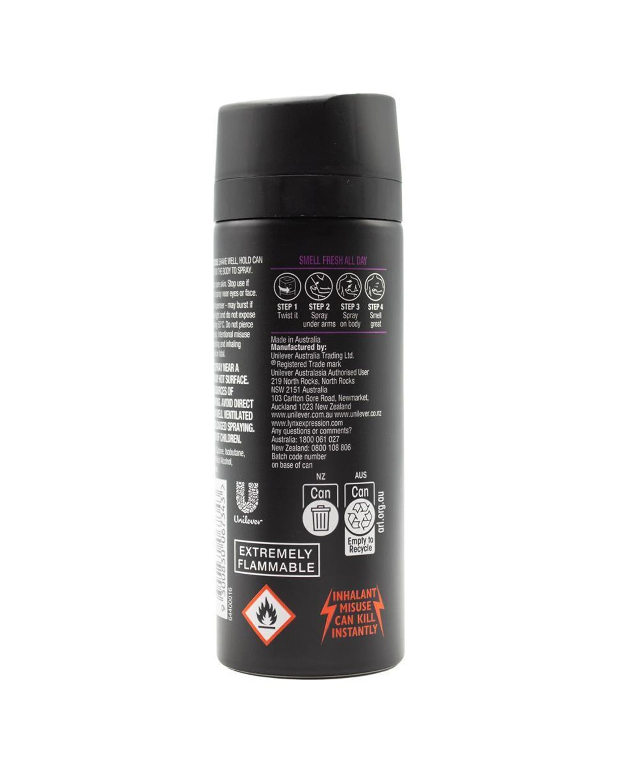 4 Lynx 6PK Deodorant Fragrance 150ml 48h Protection Bodyspray Excite - Black, 4 of 4