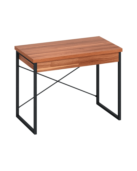 Artiss Metal Desk With Drawer - Walnut
