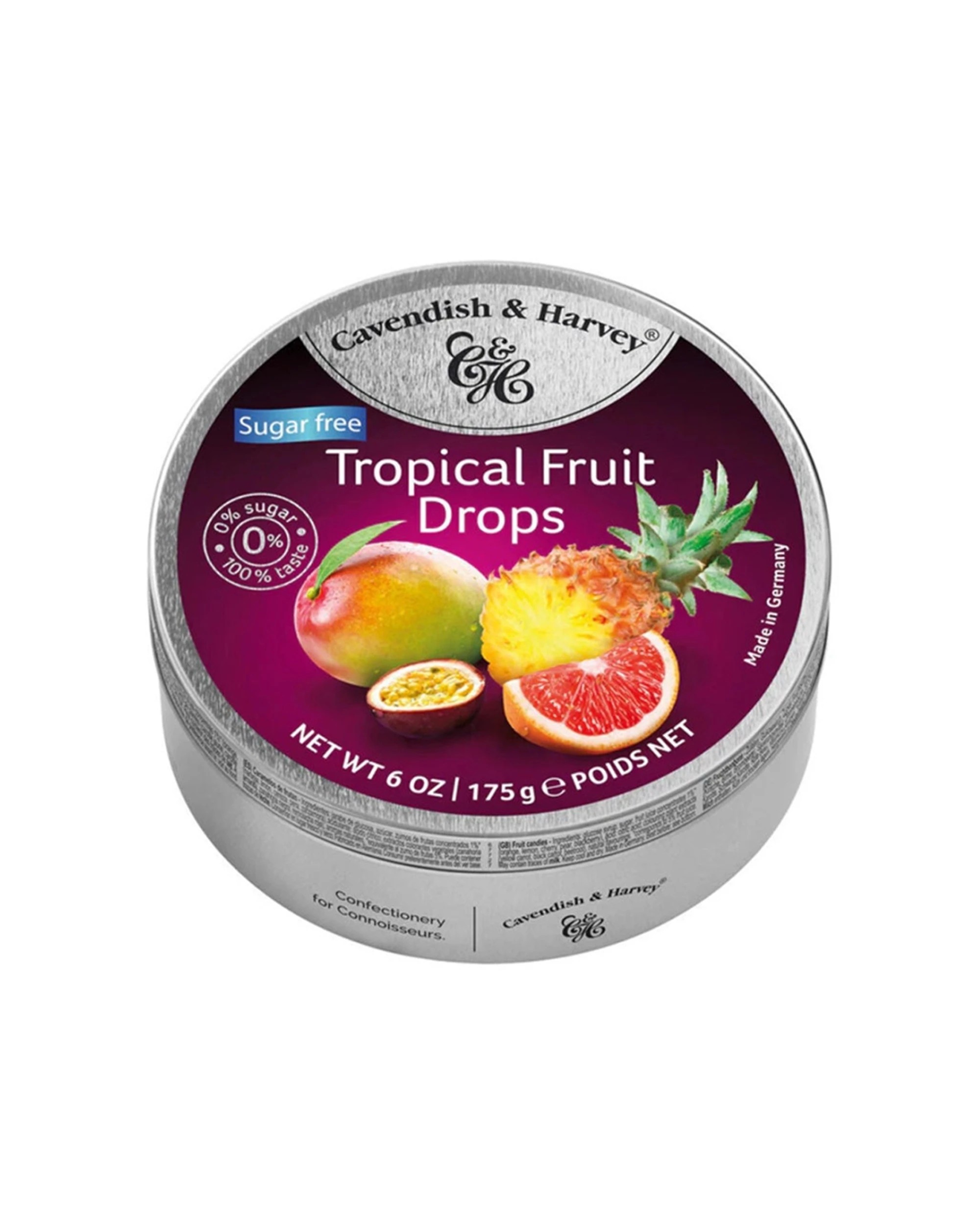 1 Cavendish & Harvey Tin Sugar Free Tropical Fruit Drops 175g, 1 of 1