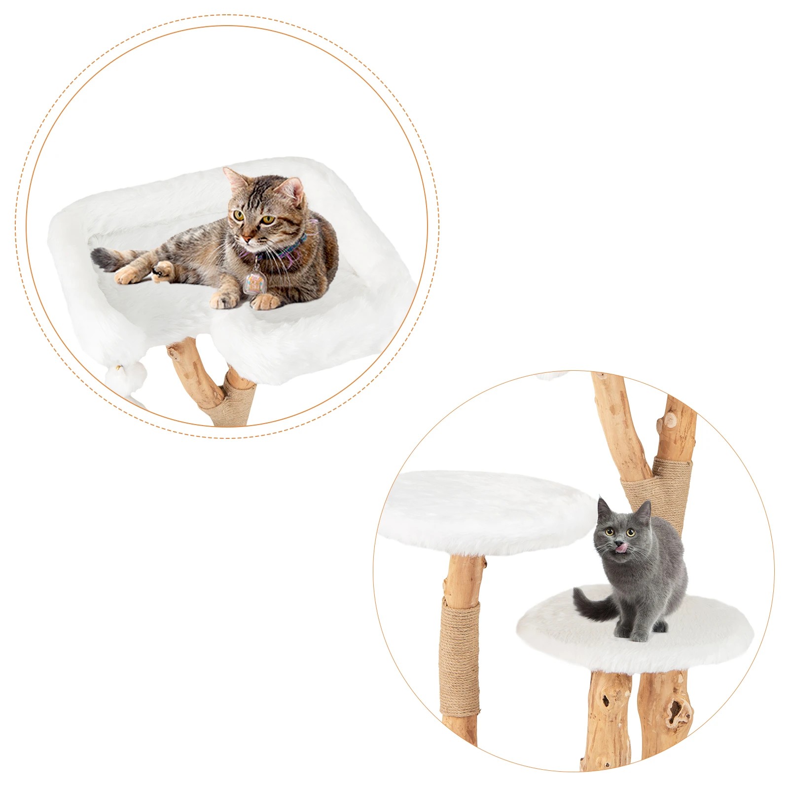3 Costway 1.1M Solid Wood Cat Tree Kitten Climbing Activity Tower w/Scratching Post, 3 of 6