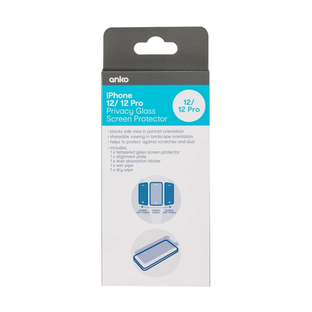 1 iPhone 12/12 Pro Privacy Hardened Glass Screen Protector, 1 of 7