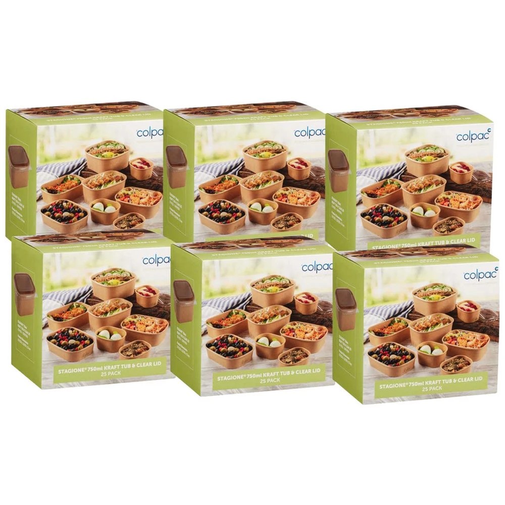 1 Colpac Stagione Kraft Tub and Lid 750ml 150 Pack, 1 of 2