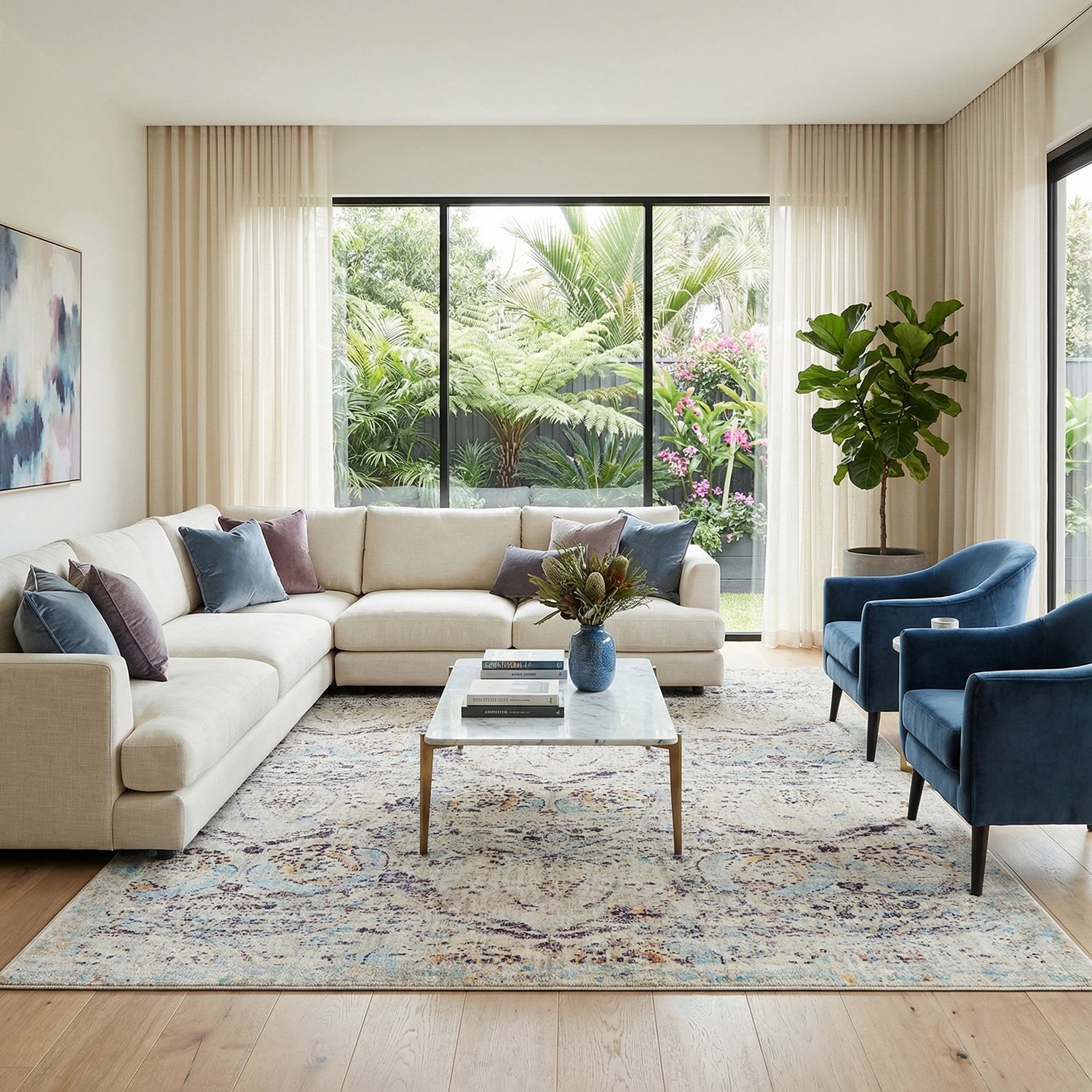 1 Common Ground Rugs Isadora 251 330x240cm - Extra Large Transitional Rug - Natural, 1 of 7