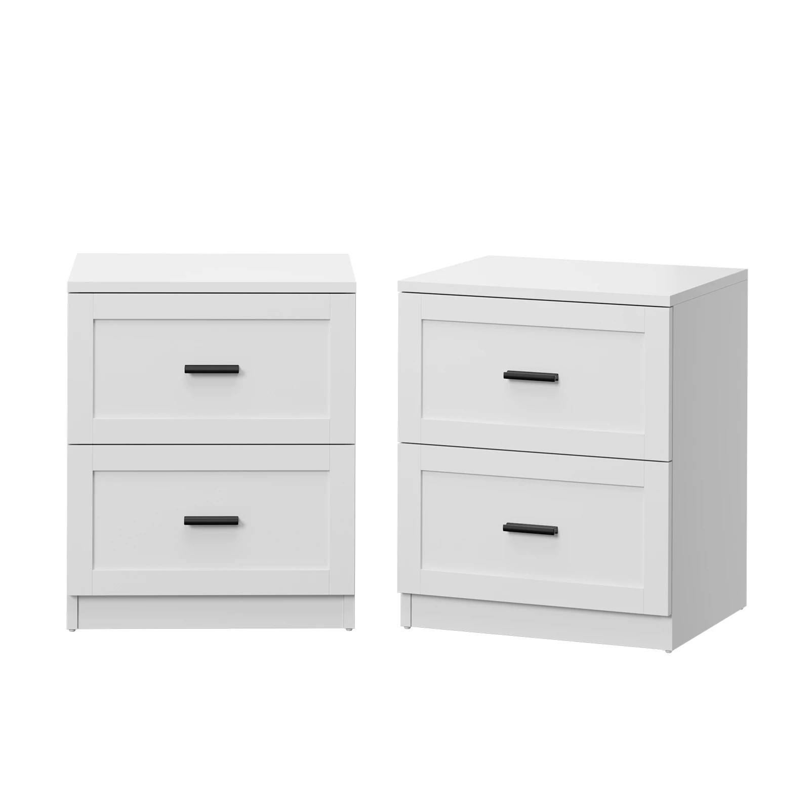 1 Oikiture 2pc Bedside Table 2 Drawers Nightstand Cabinet End Table - White, 1 of 9