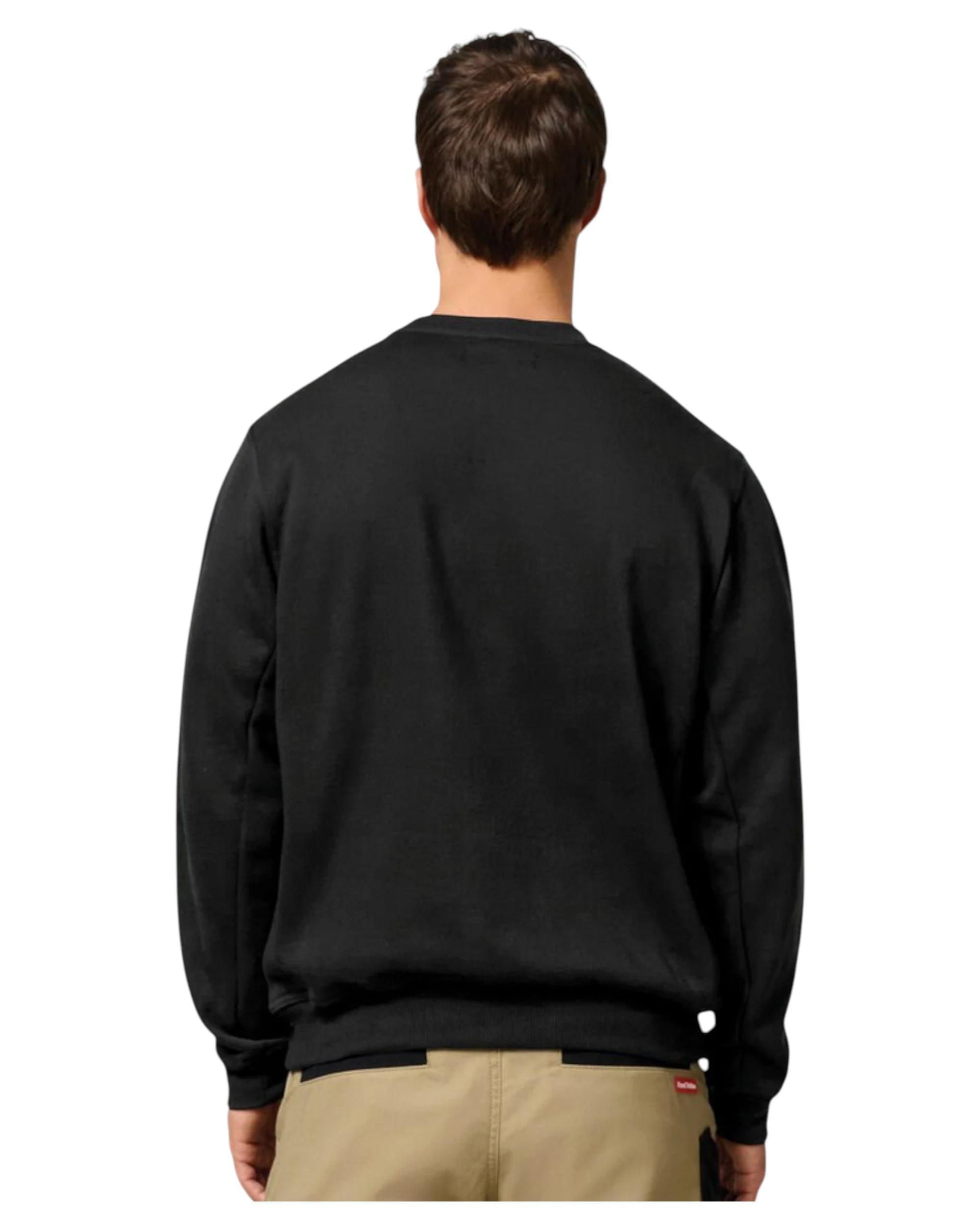 2 Hard Yakka Mens Crew Neck Fleece Jumper Black BLACK, 2 of 6