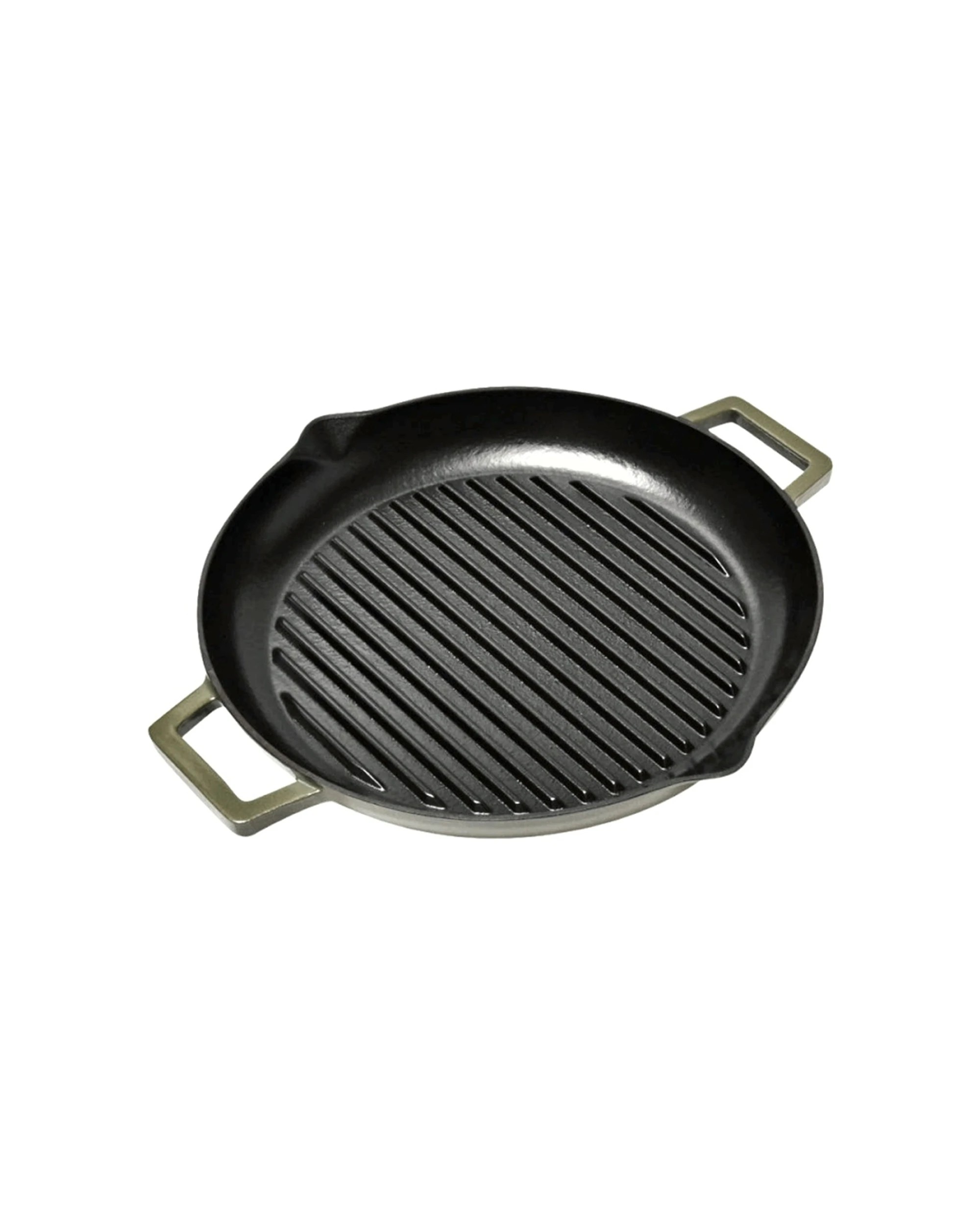 2 Classica Cast Iron Grill Pan Enamel Coating Frypan 31cm - Green, 2 of 4