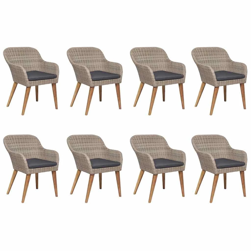 3 Vidaxl 9 Piece Garden Dining Set Poly Rattan - Brown, 3 of 10