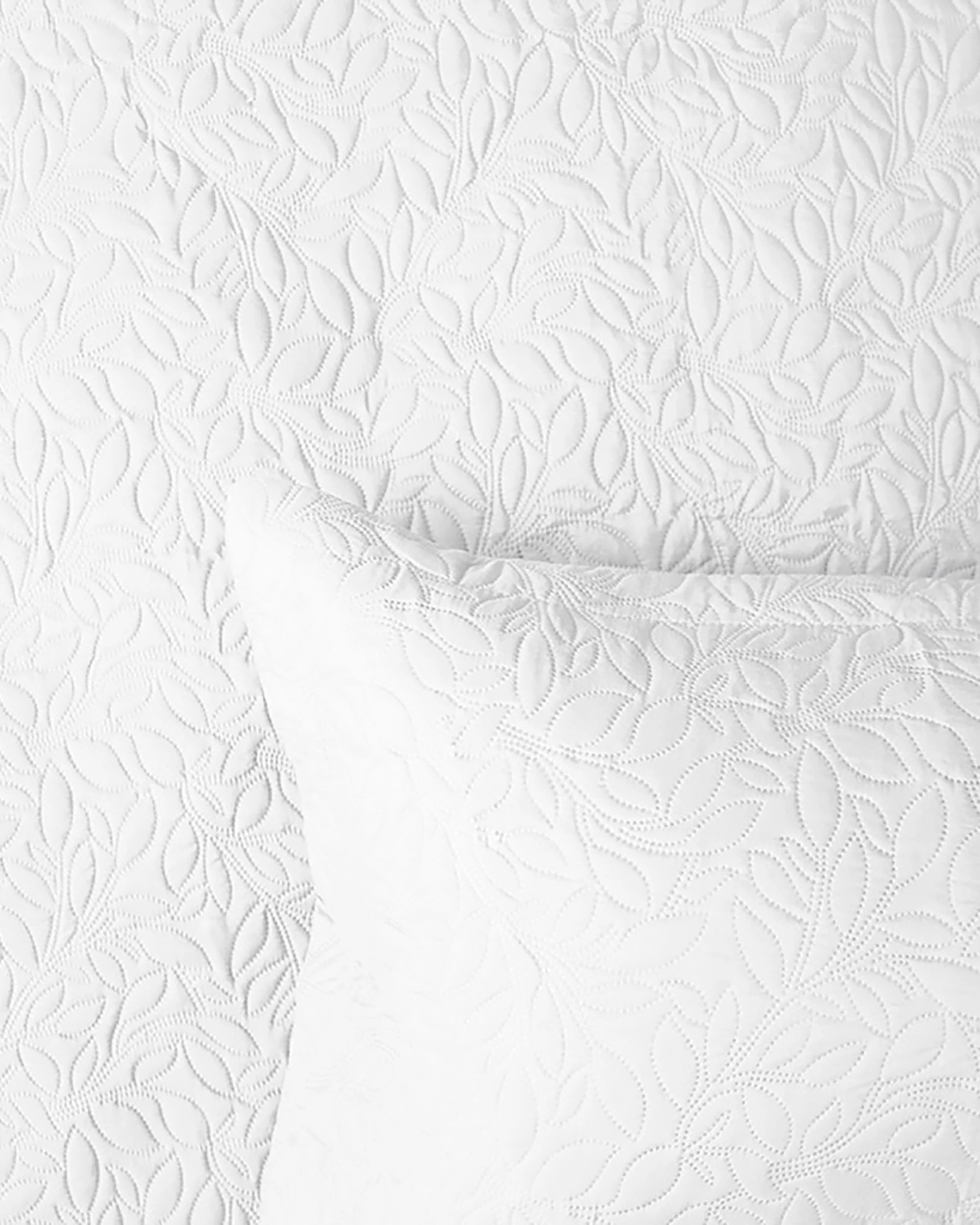 3 Bambury Botanica Embossed Microfibre Lightweight  Coverlet Set - Queen/King - White, 3 of 4