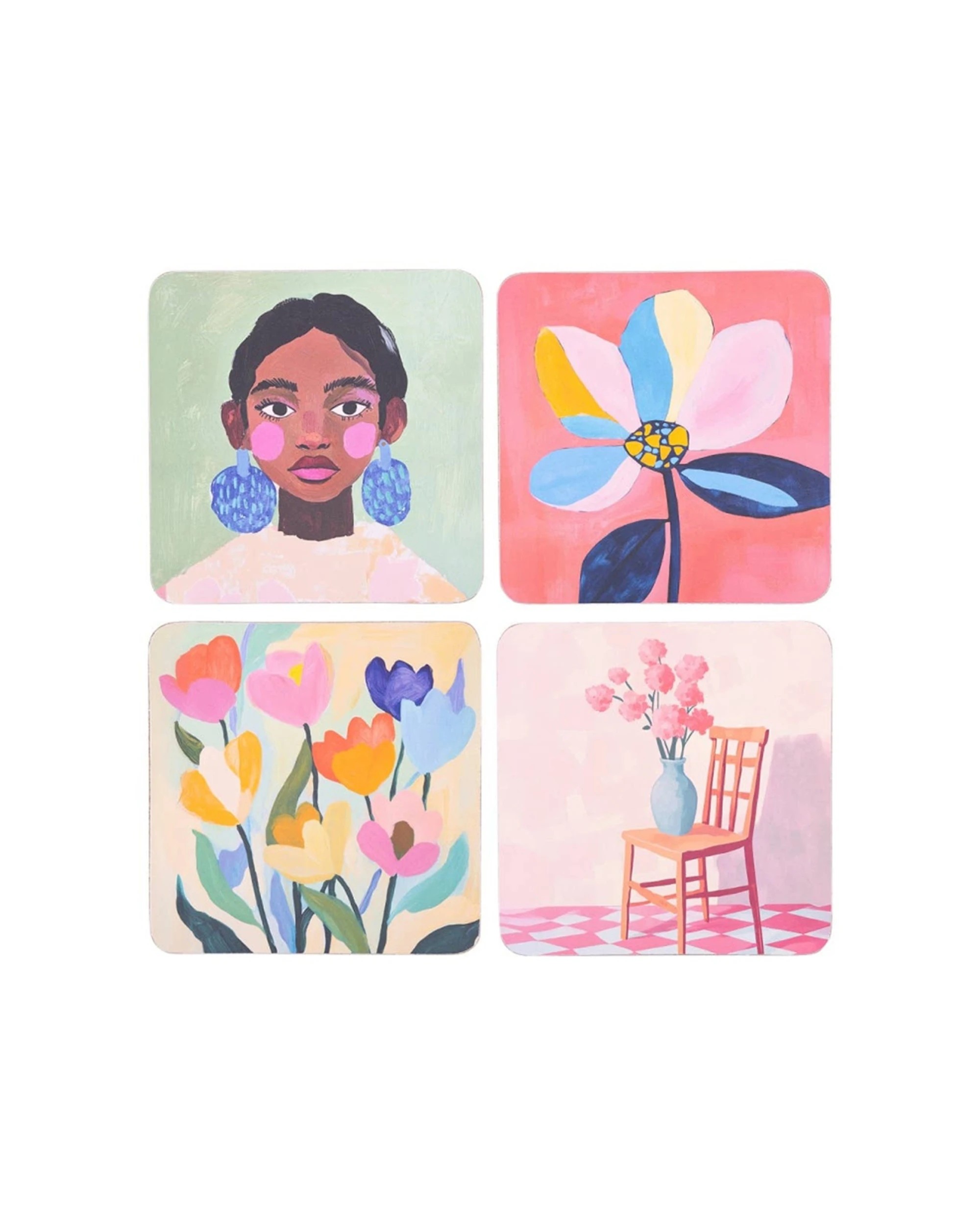 2 Splosh 4pc Billie Coasters Set Cork Backing Absorbent 11cm - Multi, 2 of 7