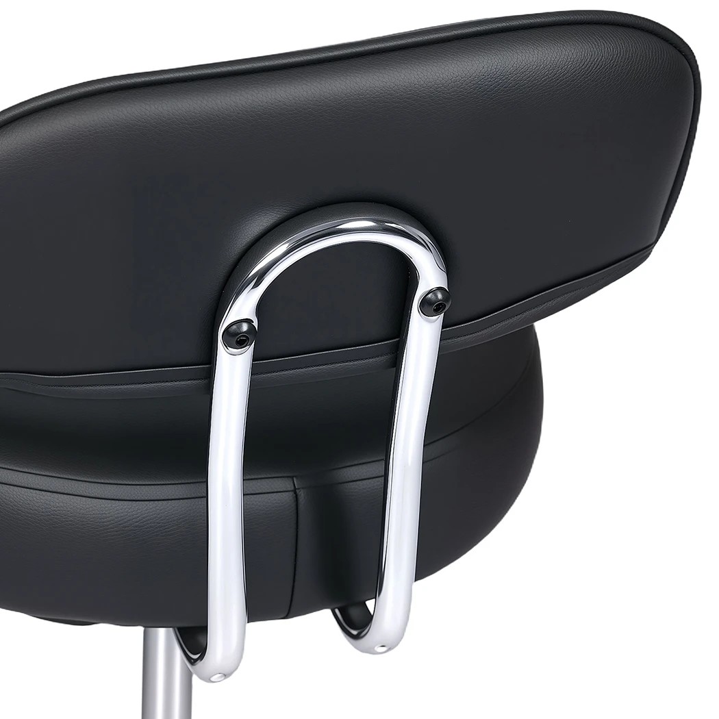 3 Levede PU Leather Rolling Stool Mid-Back,Height Adjustable,with Wheels Black, 3 of 5