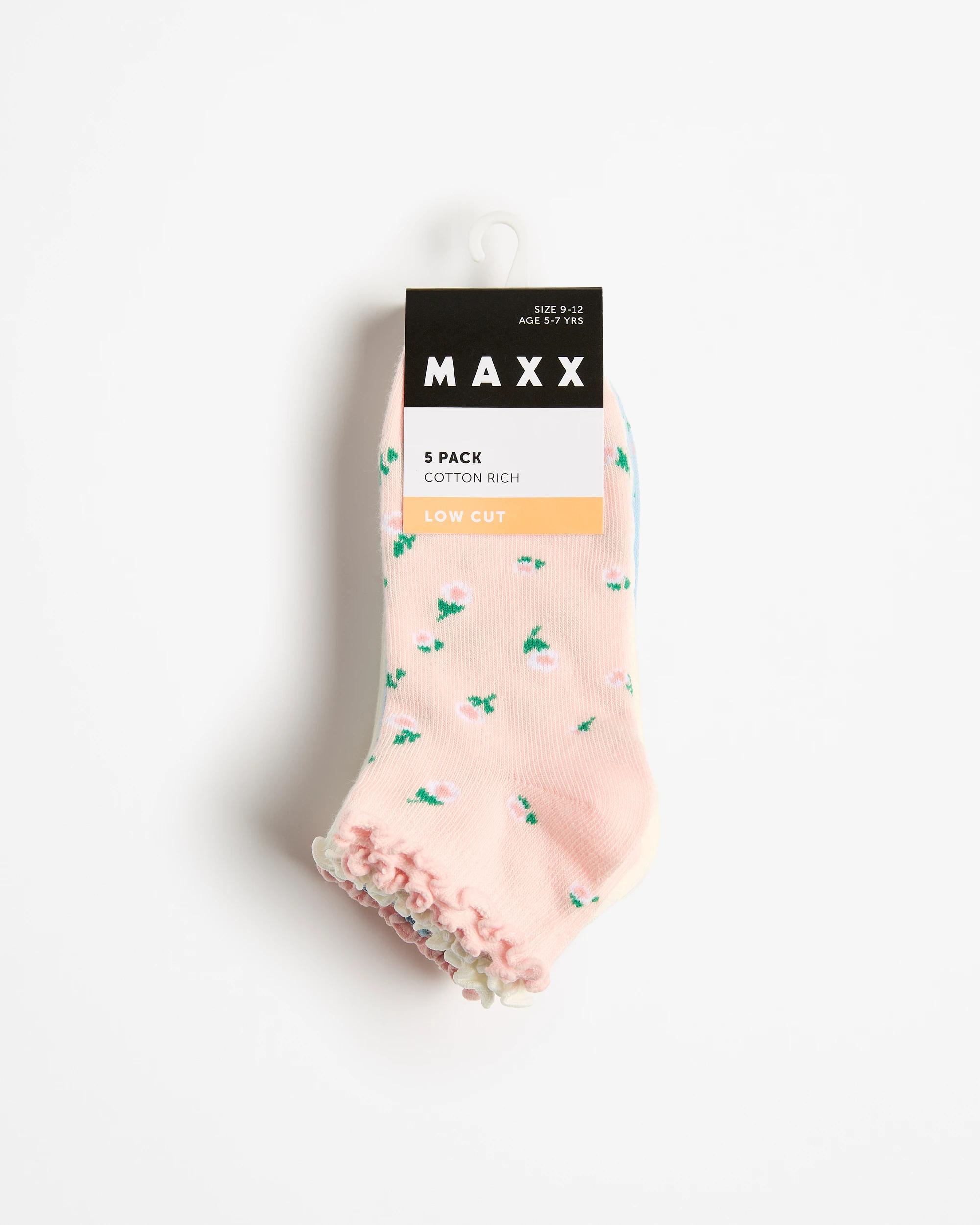 3 Australian Cotton Blend Girls Low Cut Socks 5 Pack - Maxx DITSY FLORAL, 3 of 3