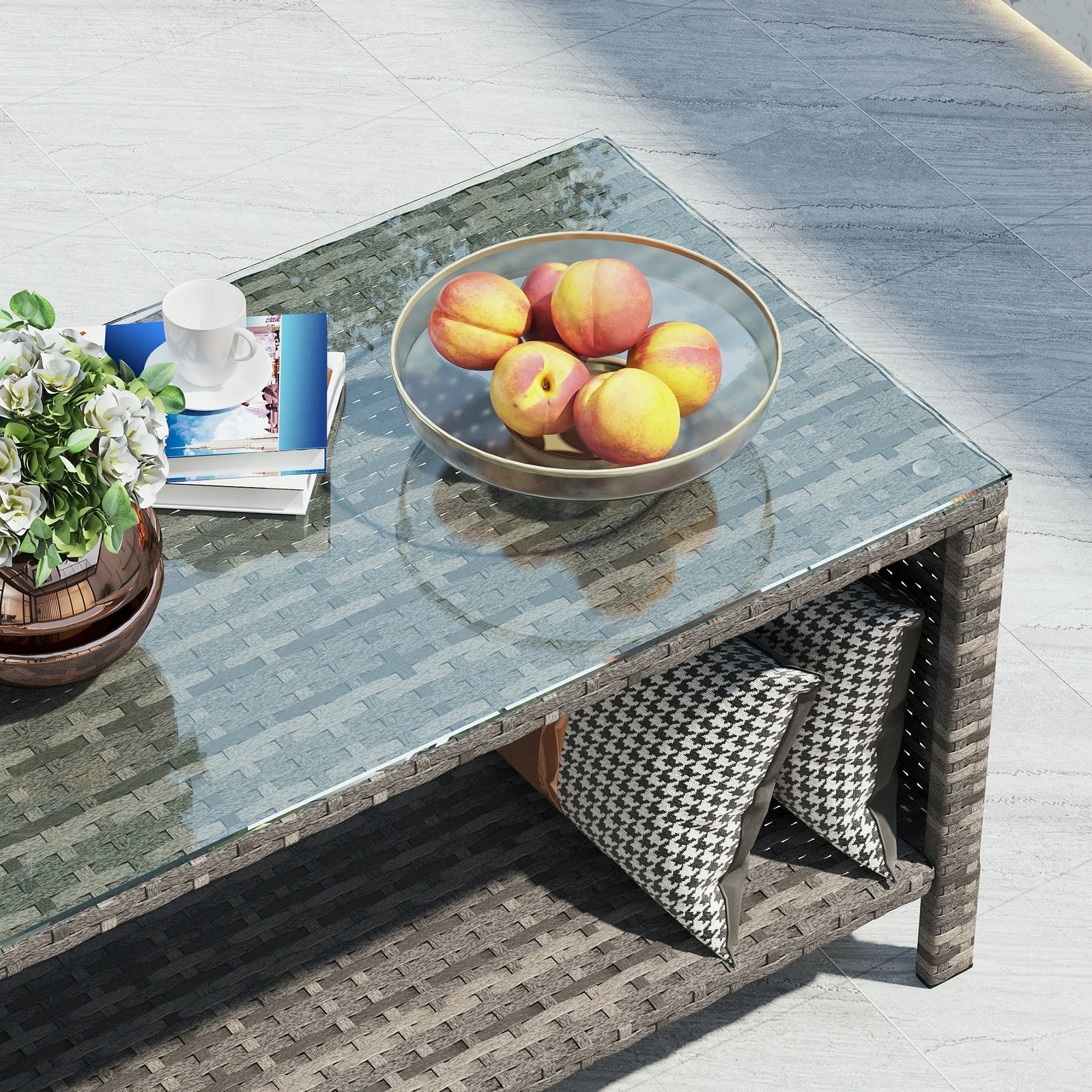 4 Alfordson Outdoor Furniture 4PCS Garden Patio Chairs Table Set Wicker - Grey, 4 of 10
