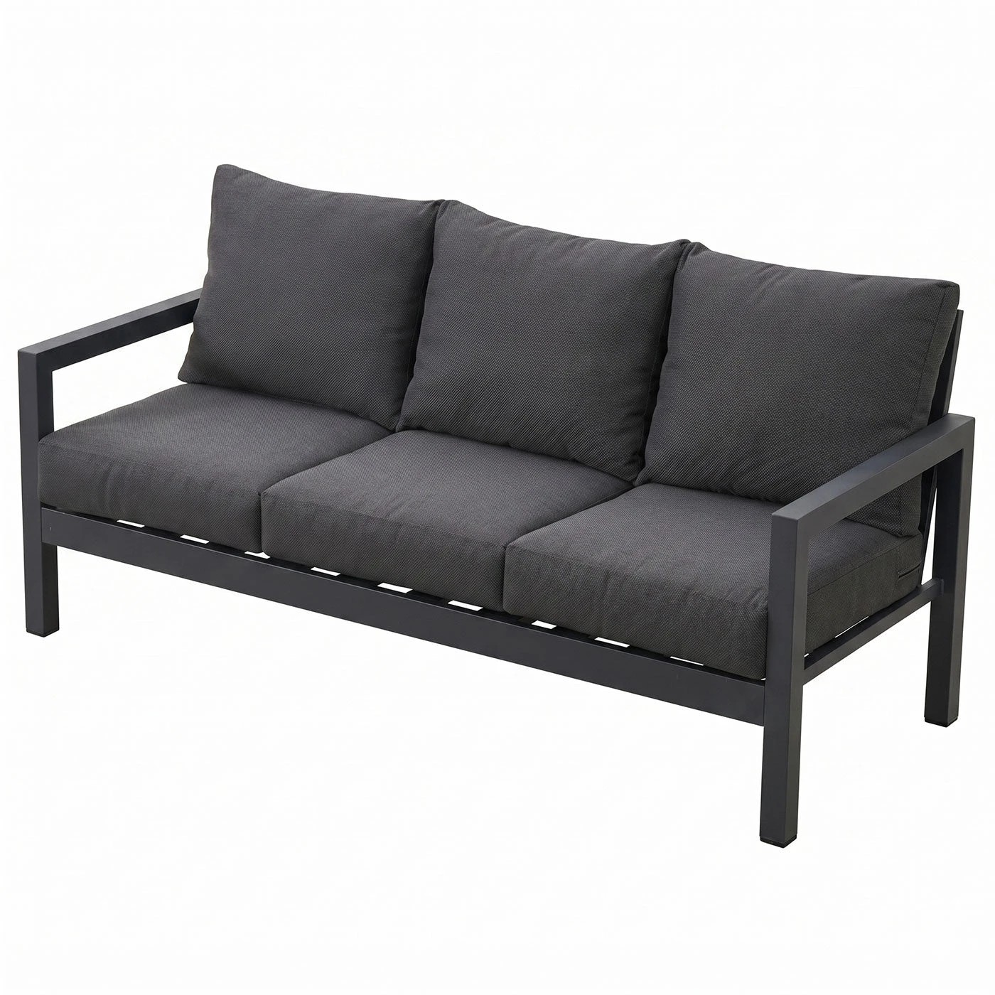 5 Moda Living Manly 3 Seater Charcoal Aluminium Outdoor Sofa Lounge - Dark Grey Cushions - Charcoal, 5 of 8