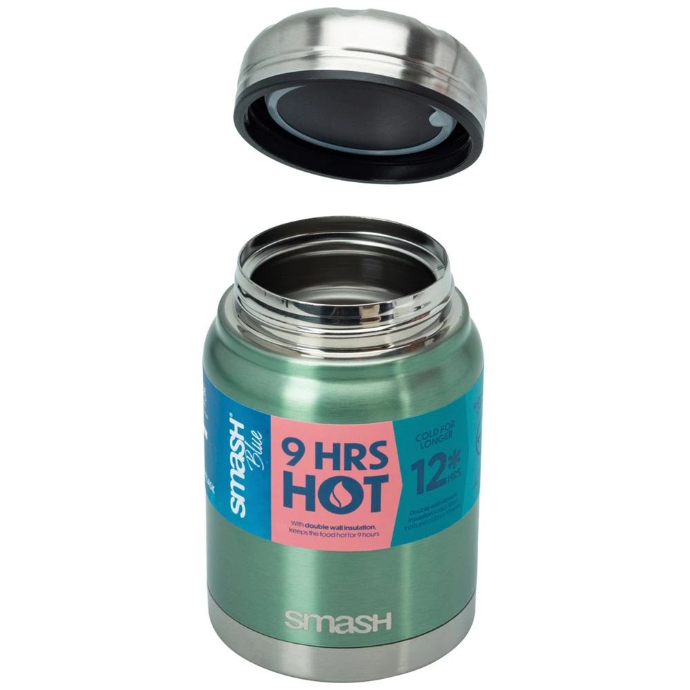 5 Smash Blue Stainless Steel Food Flask 500mL Sage, 5 of 7