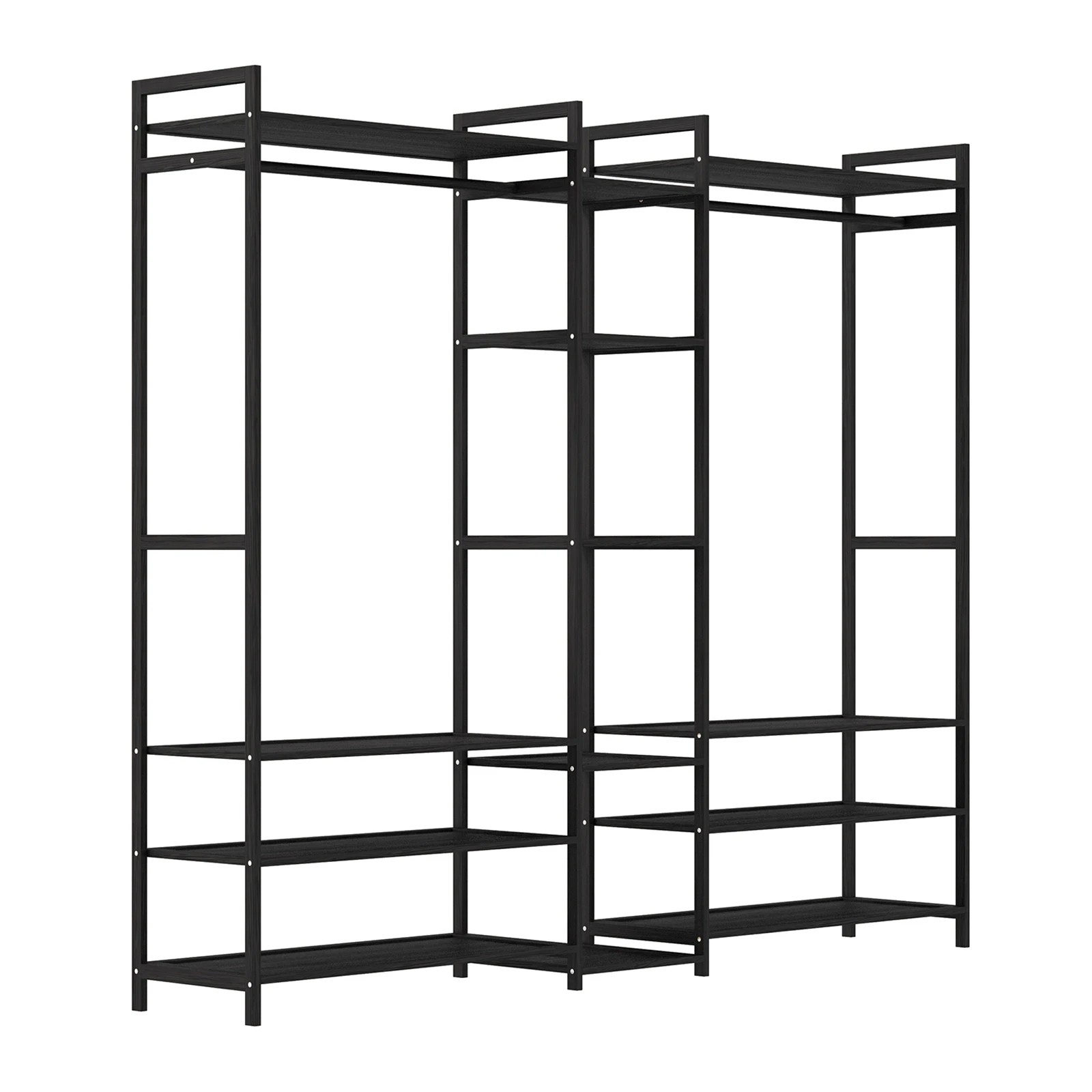 8 Milano Décor Multifunctional Bamboo Clothes Rack Storage Stand Organiser - Black, 8 of 10