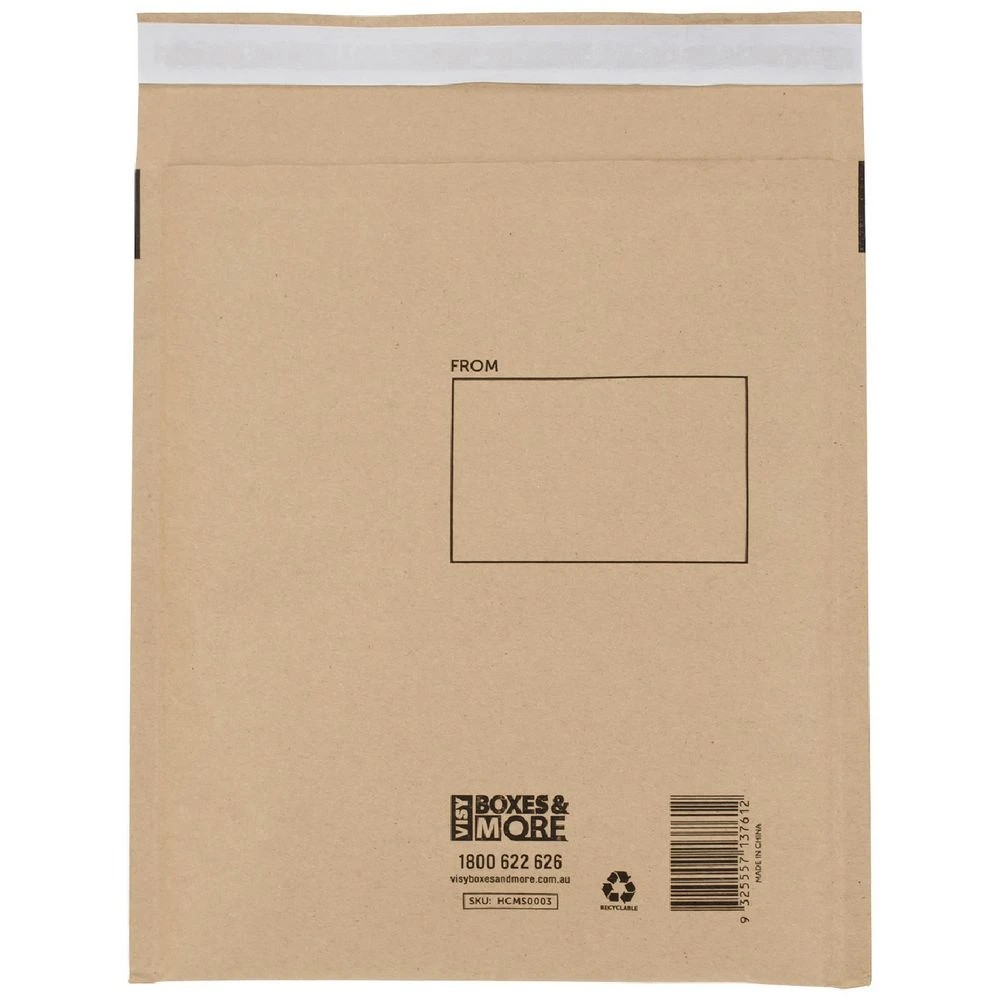 1 Visy Padded Recycled Paper Mailer 220mm x 265mm, 1 of 3
