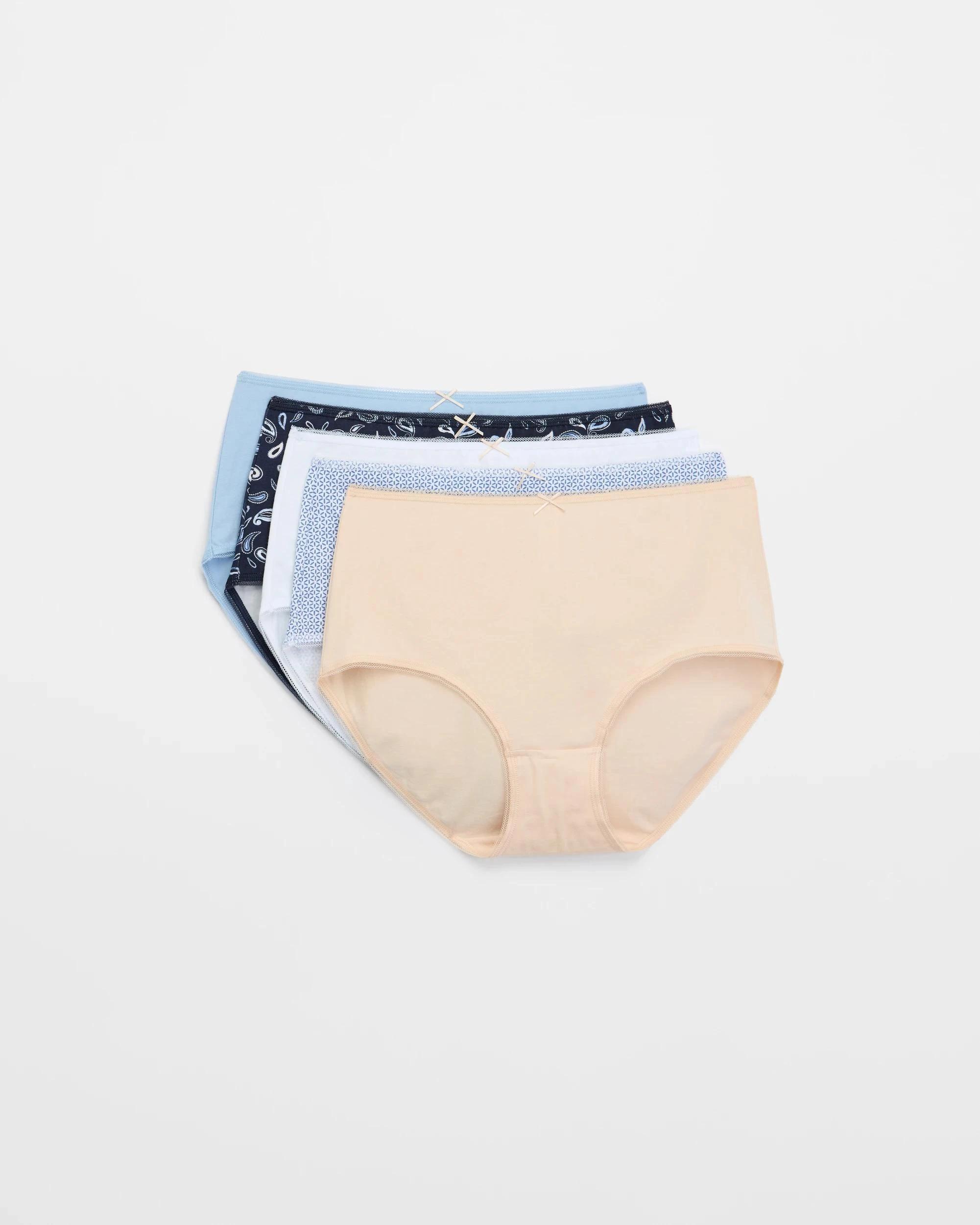 1 Target Woman Australian Cotton Womens Full Briefs 5 Pack BLUE/PAISLEY/GEO/WHITE/NEUTRAL, 1 of 5