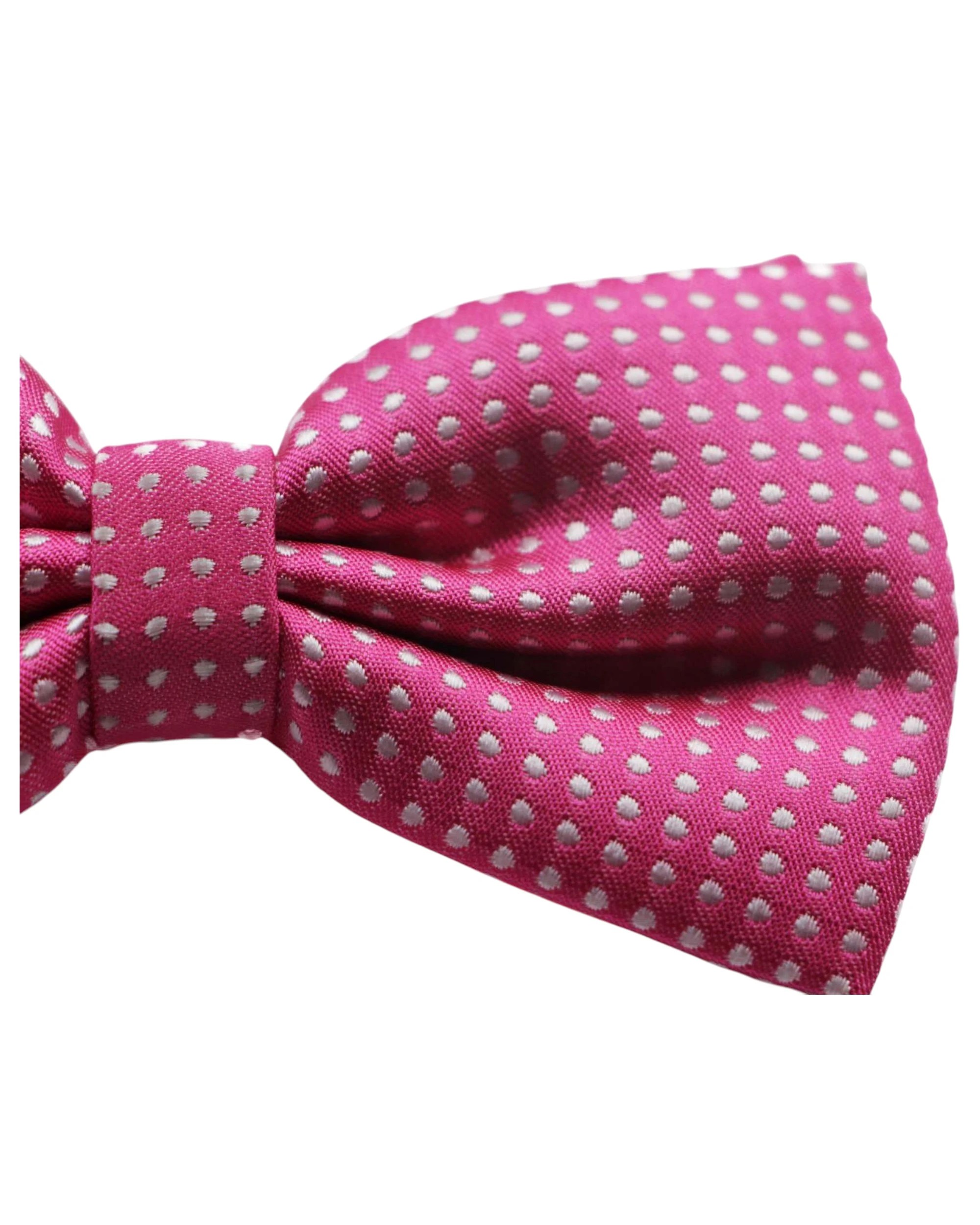 3 Zasel Mens Pink Plain Coloured Bow Tie With White Polka Dots, 3 of 3