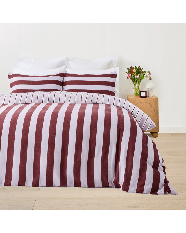 Stripe Cotton Linen Quilt Cover Set - Queen Bed, Port and L