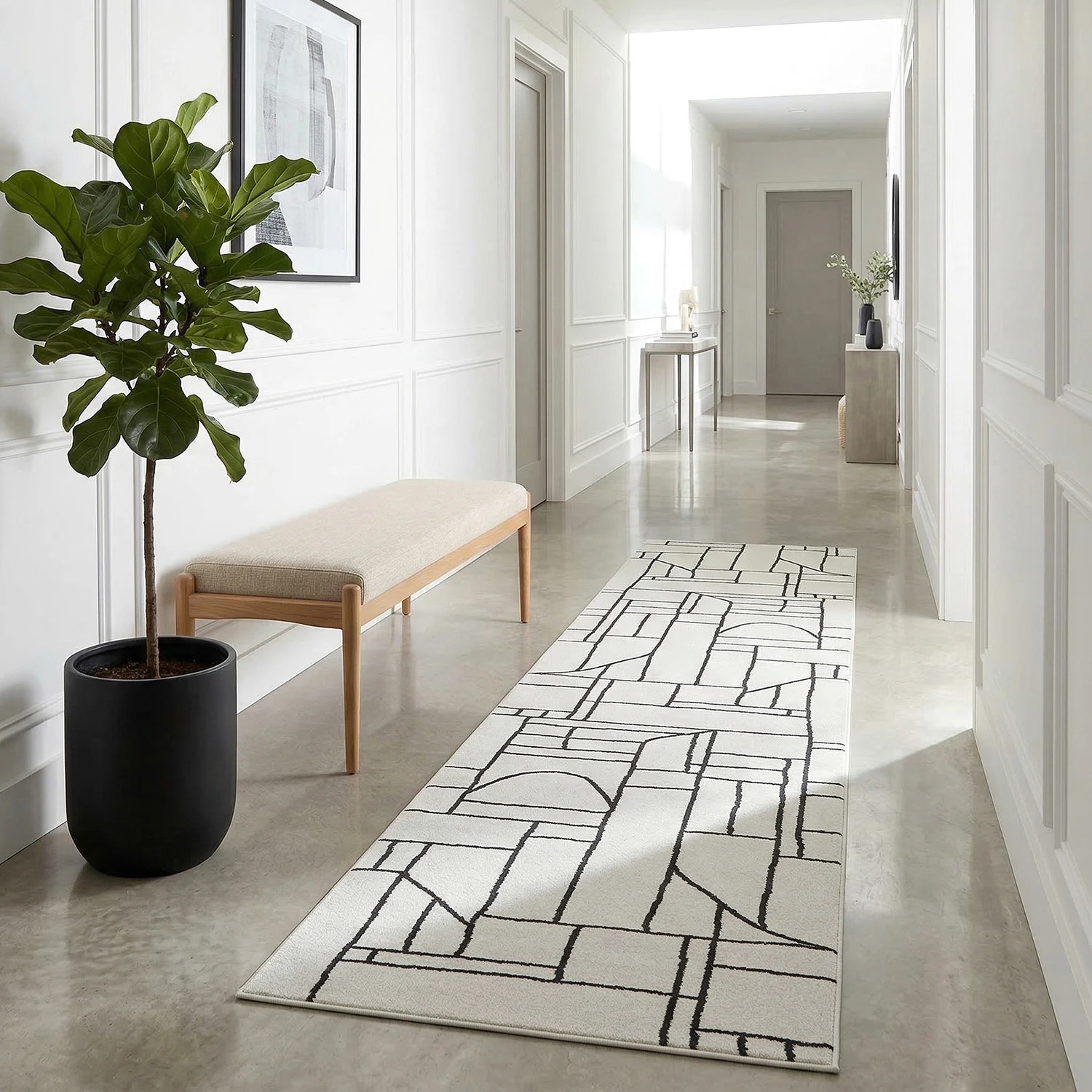 1 Common Ground Rugs Elysium Fleur Runner 300x80cm - Medium Runner Power Loomed Pet Friendly Rug - Natural, 1 of 4