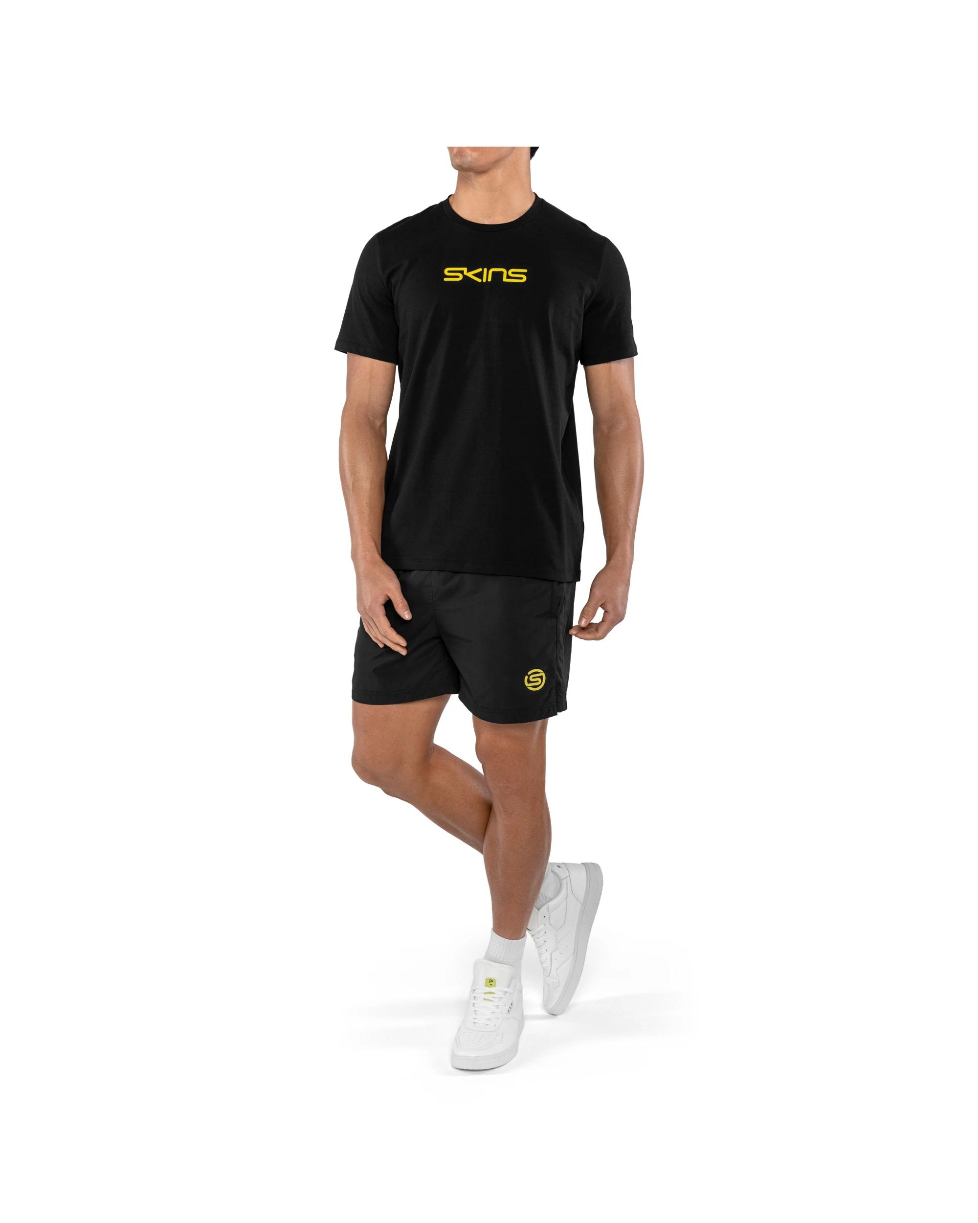4 SKINS Activewear Mens Short Sleeves Cotton Tee Quick Dry BLACK, 4 of 4