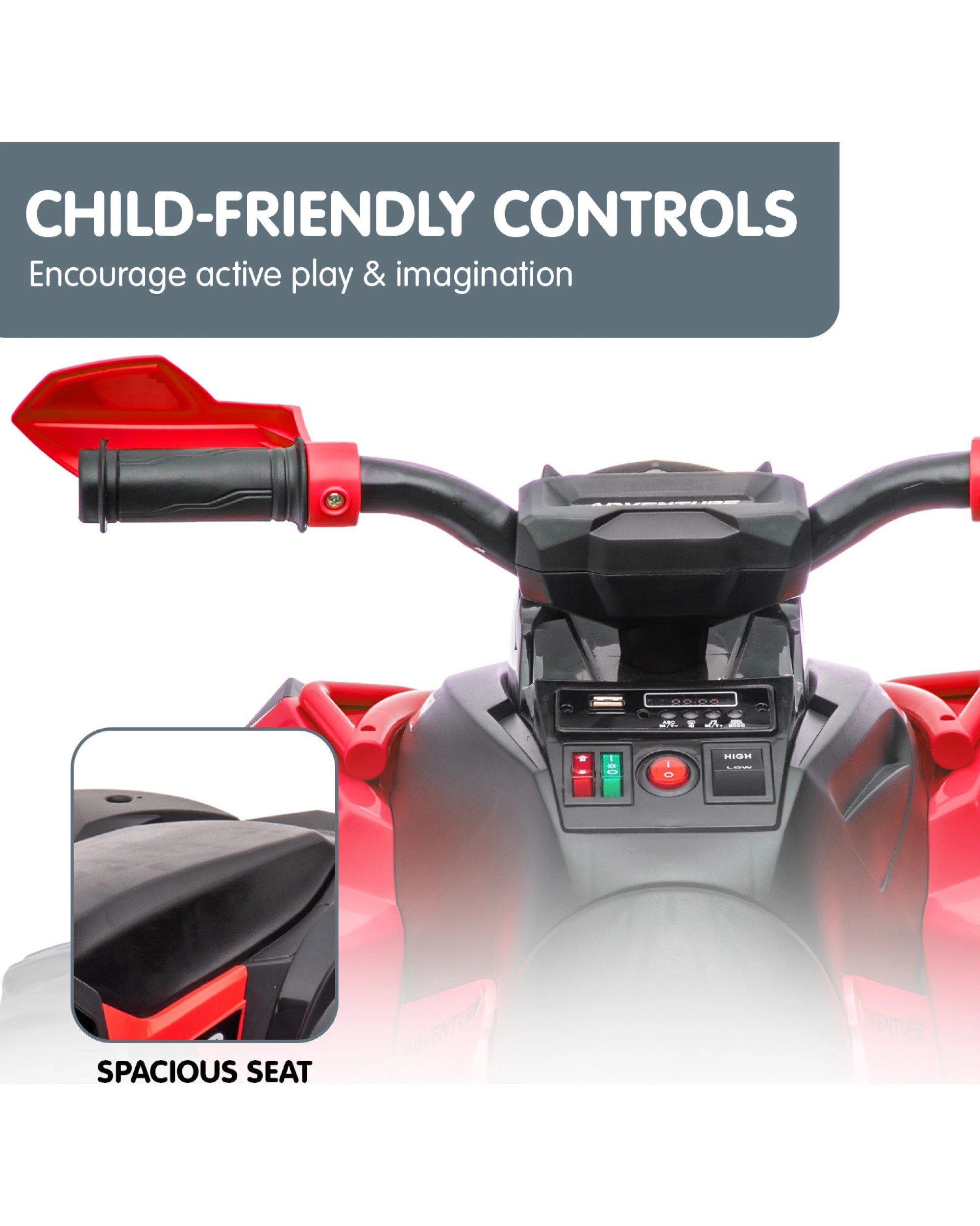 4 Kahuna Gts99 Kids Electric Ride On Quad Bike Toy Atv 50w - Red, 4 of 10