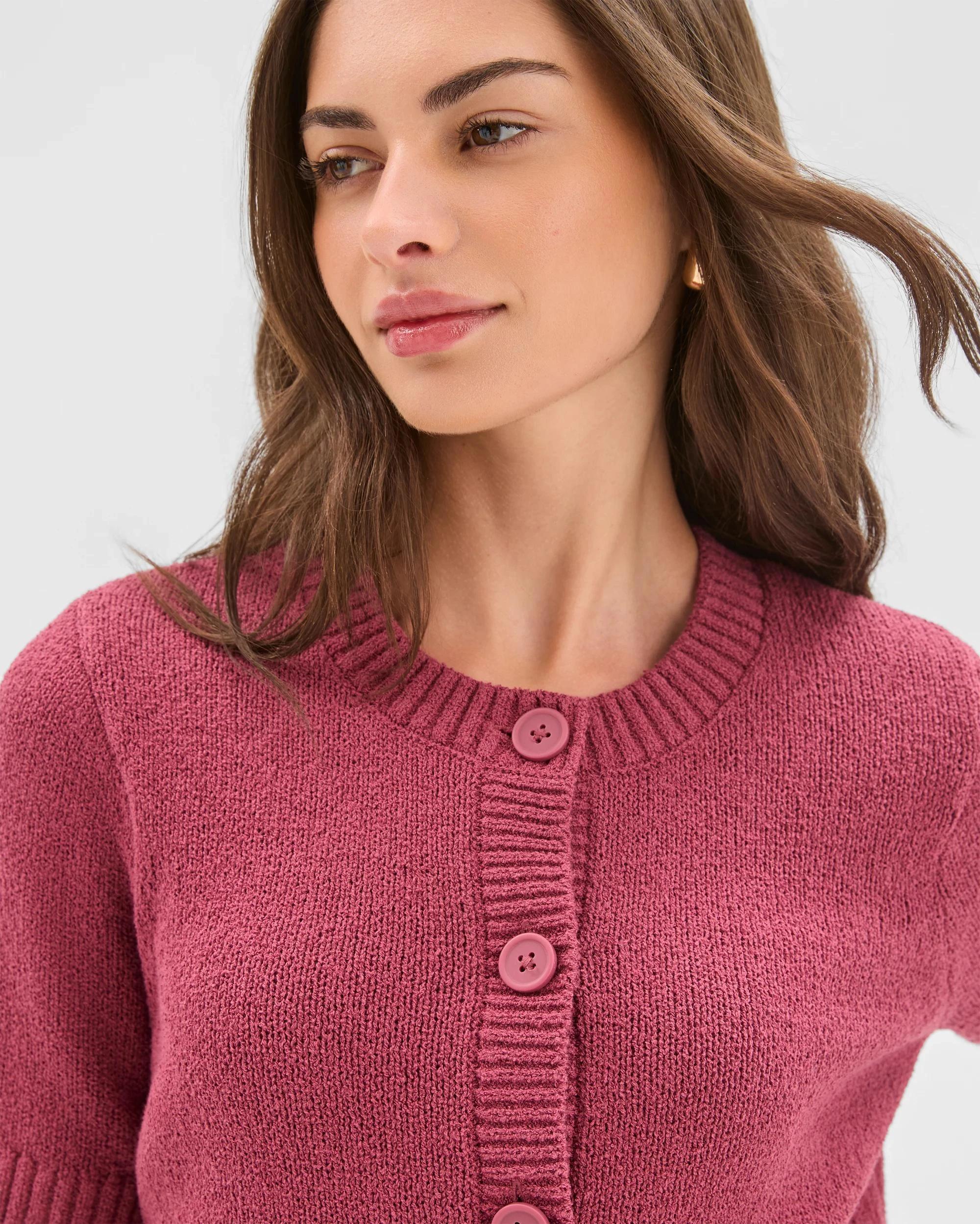 5 Target Petites Petites Australian Cotton Blend Short Sleeve Mini Boucle Cardigan MULBERRY, 5 of 6