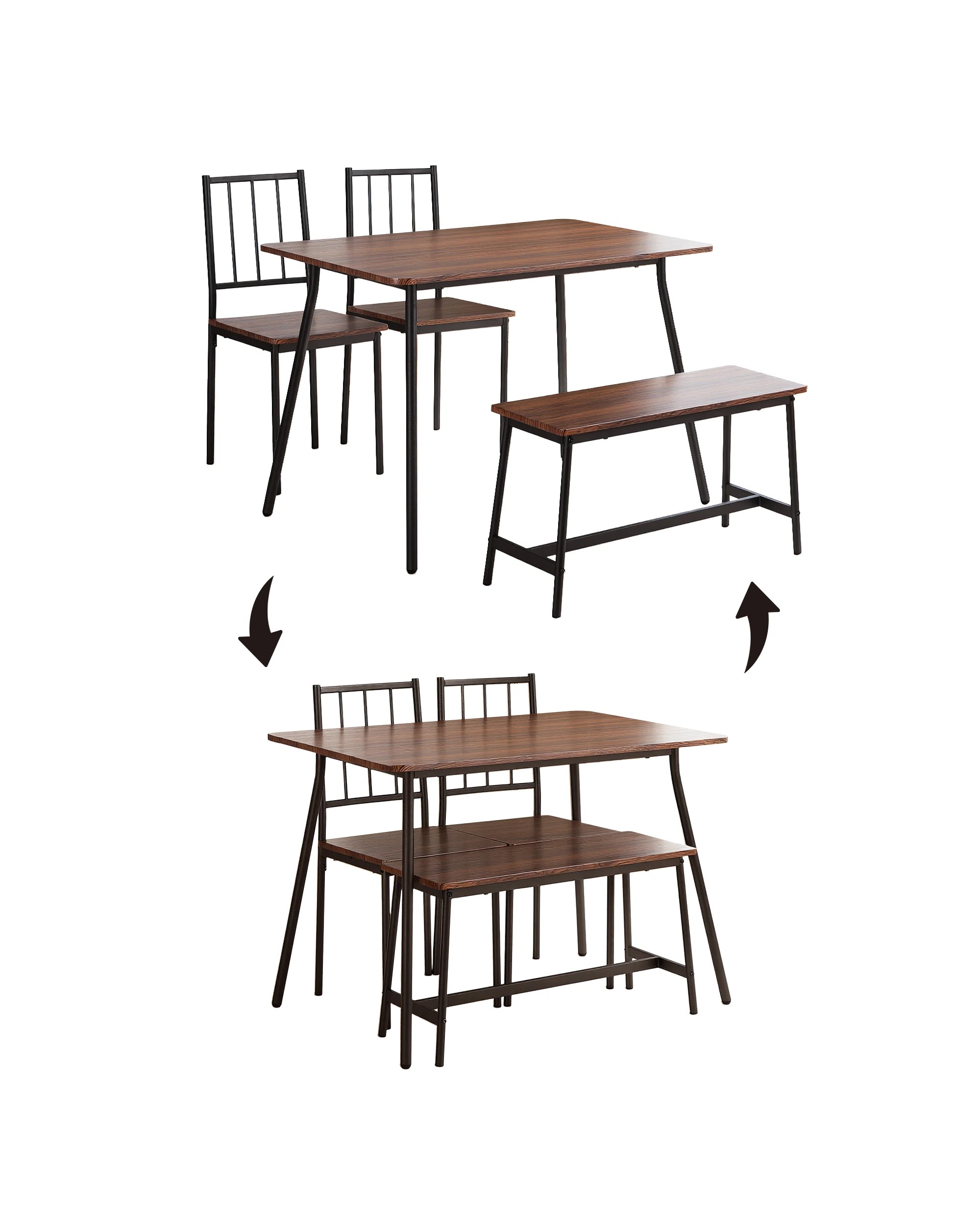 4 Artiss Dining Table and Chairs Set of 4 Bench Kitchen Furniture Rustic - Multi, 4 of 10