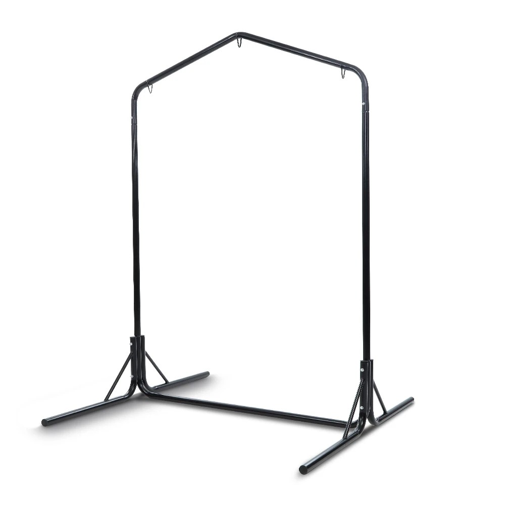 1 Gardeon Hammock Chair Steel Stand 2 Person Double Outdoor Heavy Duty - Black, 1 of 6