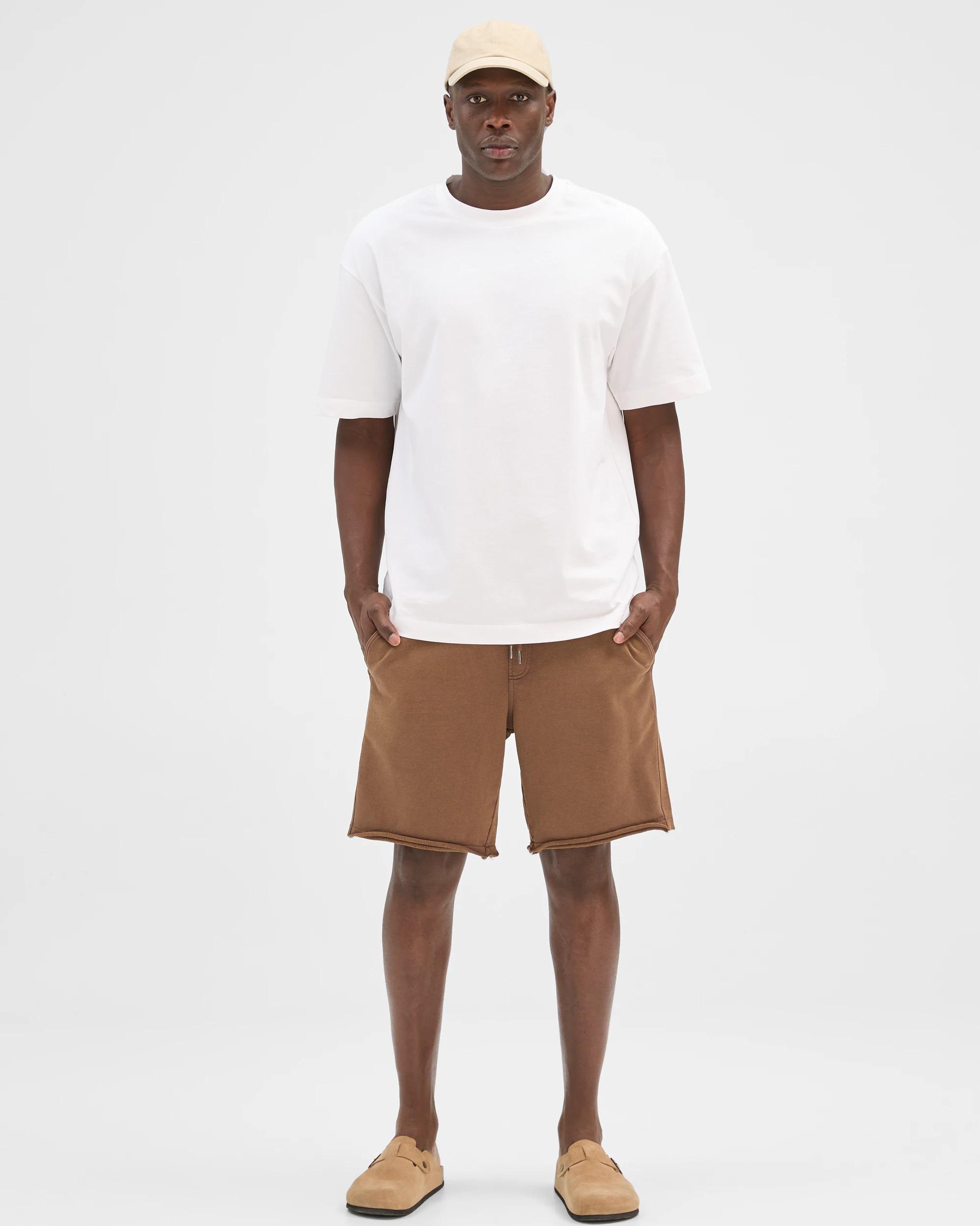 2 Commons Australian Cotton Rib Stripe Fleece Shorts BROWN, 2 of 7