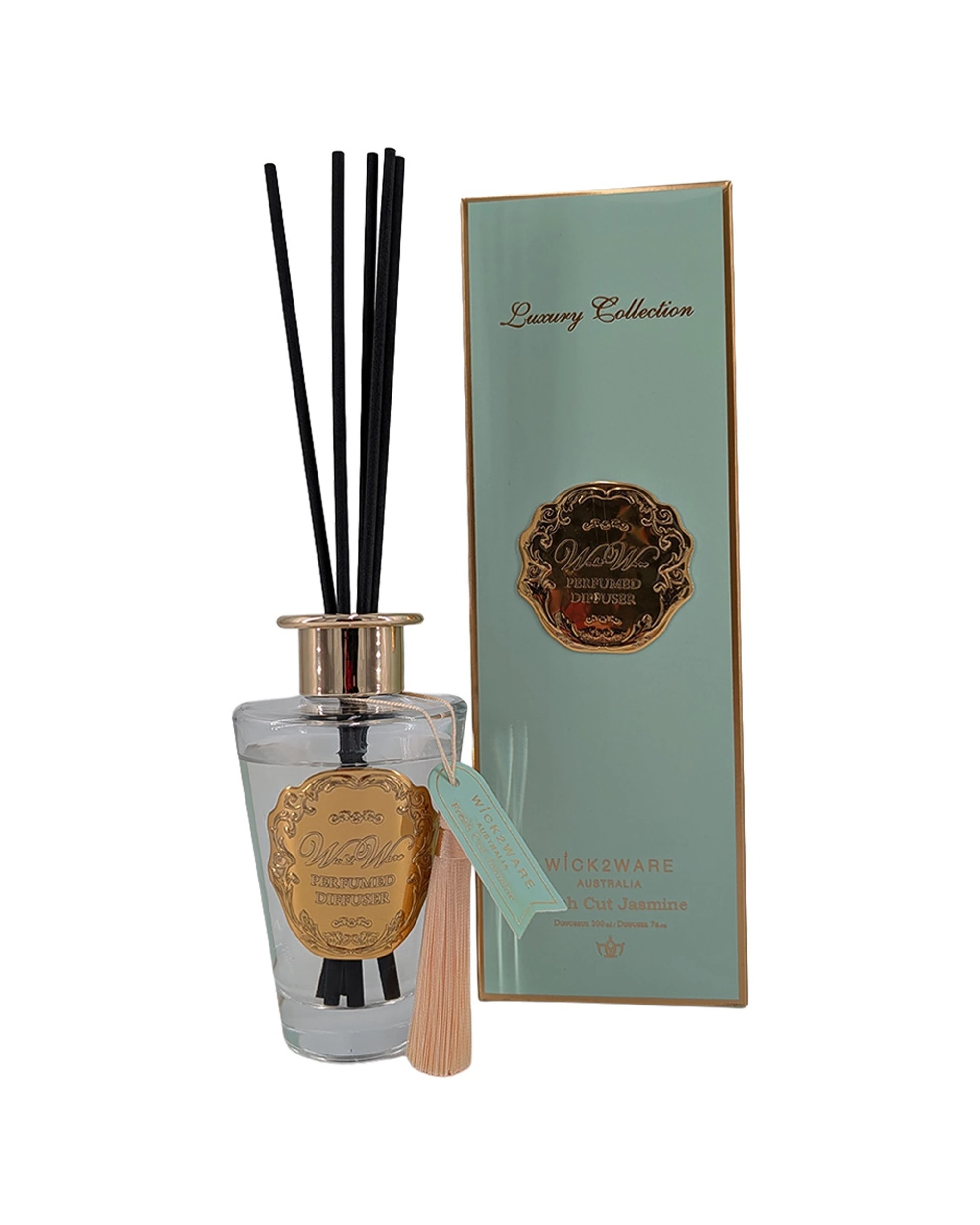 1 Wick2Ware Luxury Collection Reed Diffuser Fresh Cut Jasmine Scent 200ml Home Fragrance - Natural, 1 of 1
