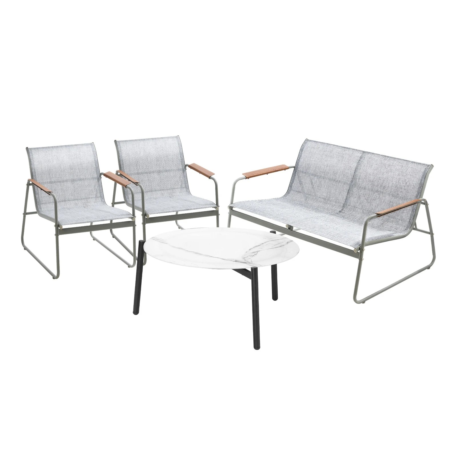1 Livsip Outdoor Lounge Setting 4 Seater Furniture Patio 70cm Coffee Table Chair - Multi, 1 of 9