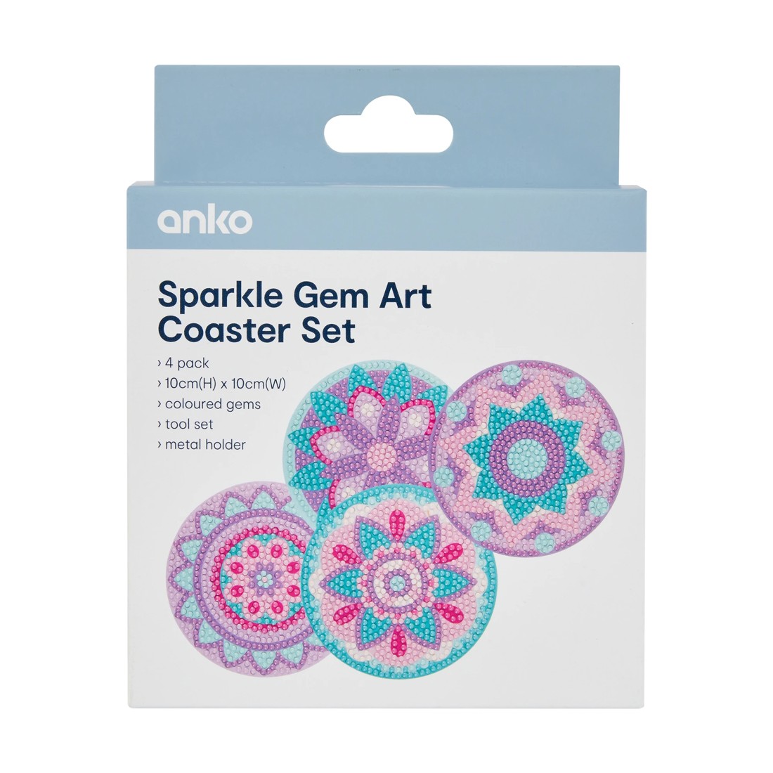 1 4 Pack Sparkle Gem Art Coaster Set - Mandala, 1 of 3