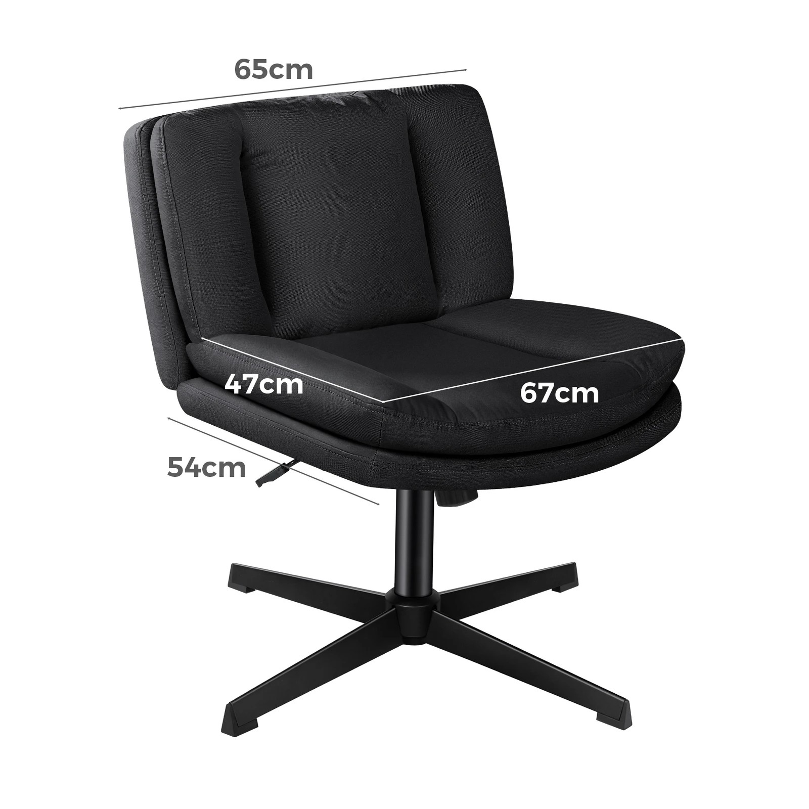 6 Alfordson Armless Office Desk Chair Mid Back Wide Seat Fabric - Black, 6 of 7