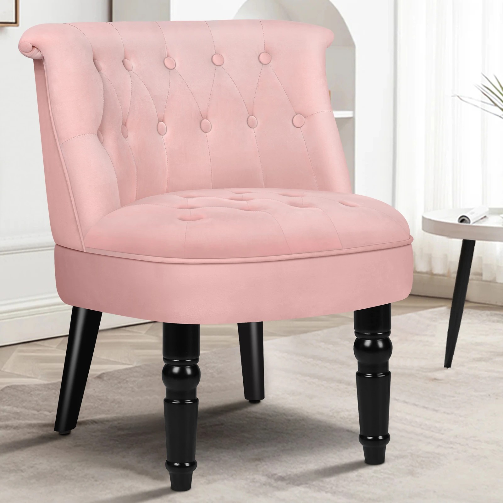2 Alfordson Armchair Lounge Chair Wingback Accent Chair Velvet Tufted Sofa - Pink, 2 of 9