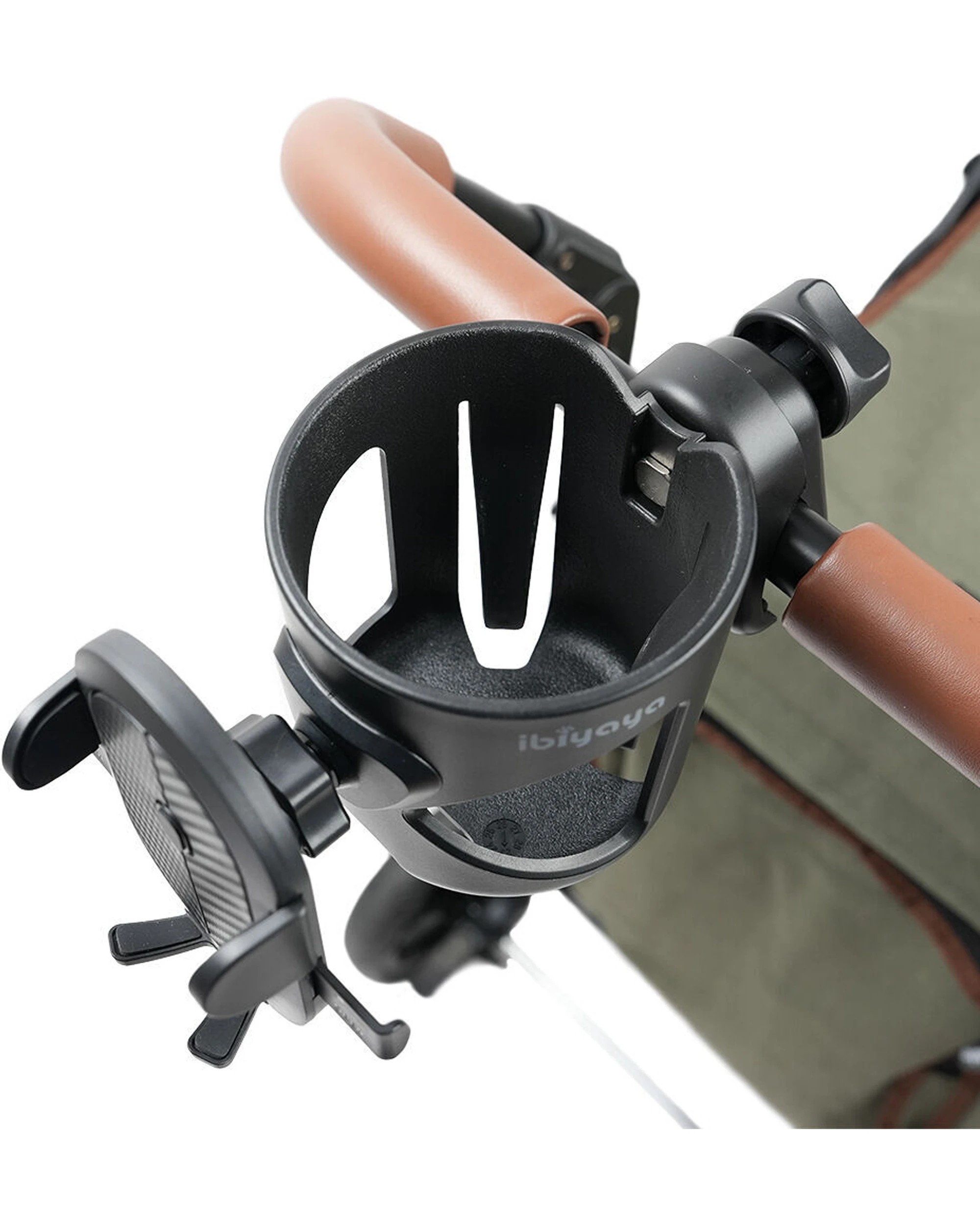 2 Ibiyaya 2 in 1 Cup and Universal Phone Holder for Pet Strollers Secure Grip - Black, 2 of 3